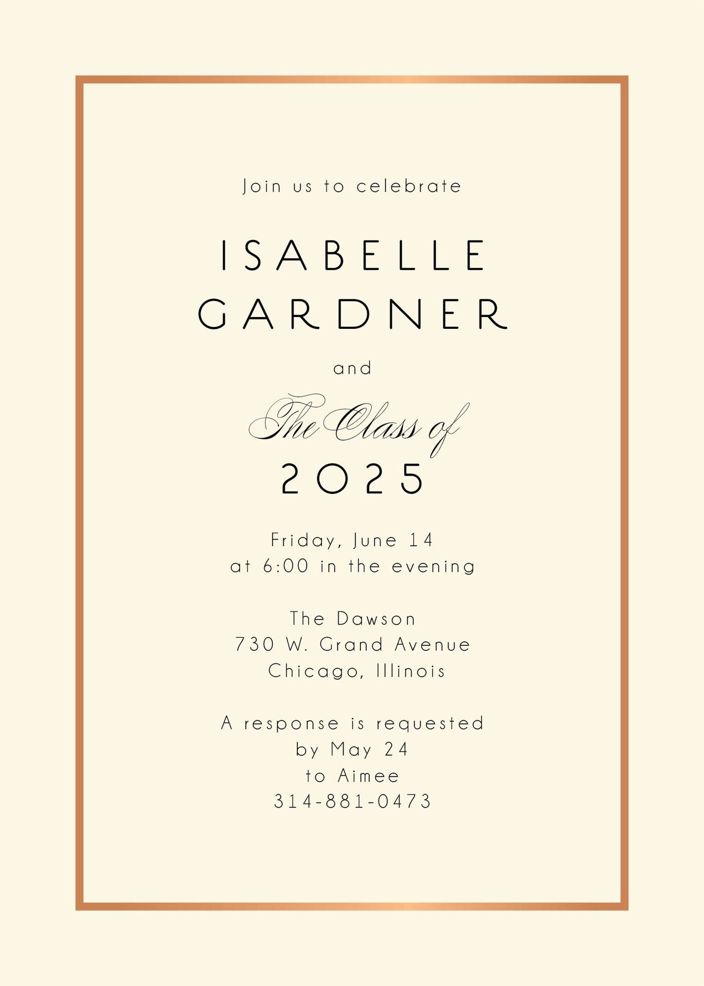 Thin Line Graduation Party Invitation - Image 3