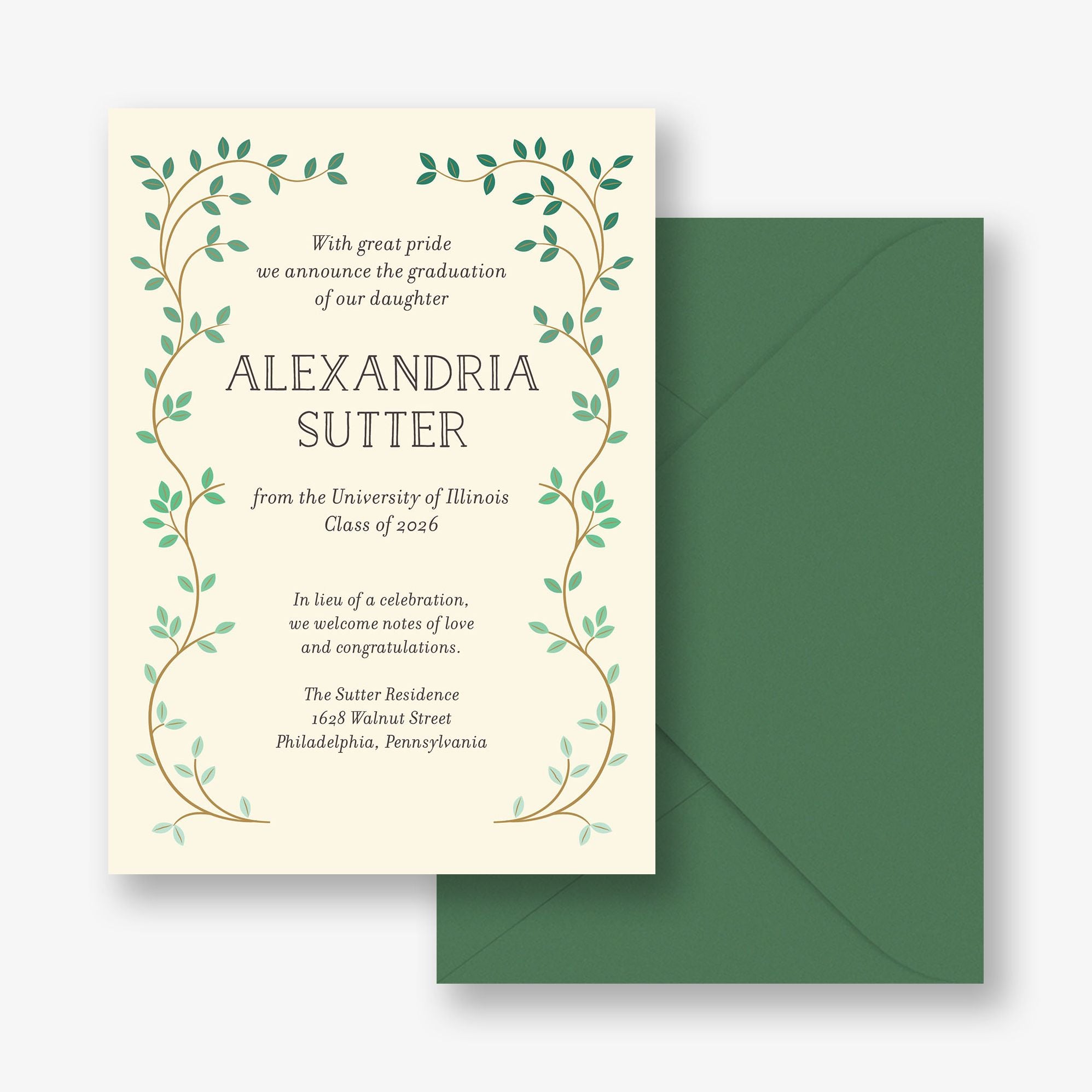 Vine Frame Graduation Announcement - Image 2