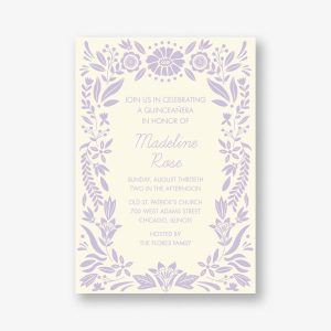 Floral Frame Quinceañera Invitation