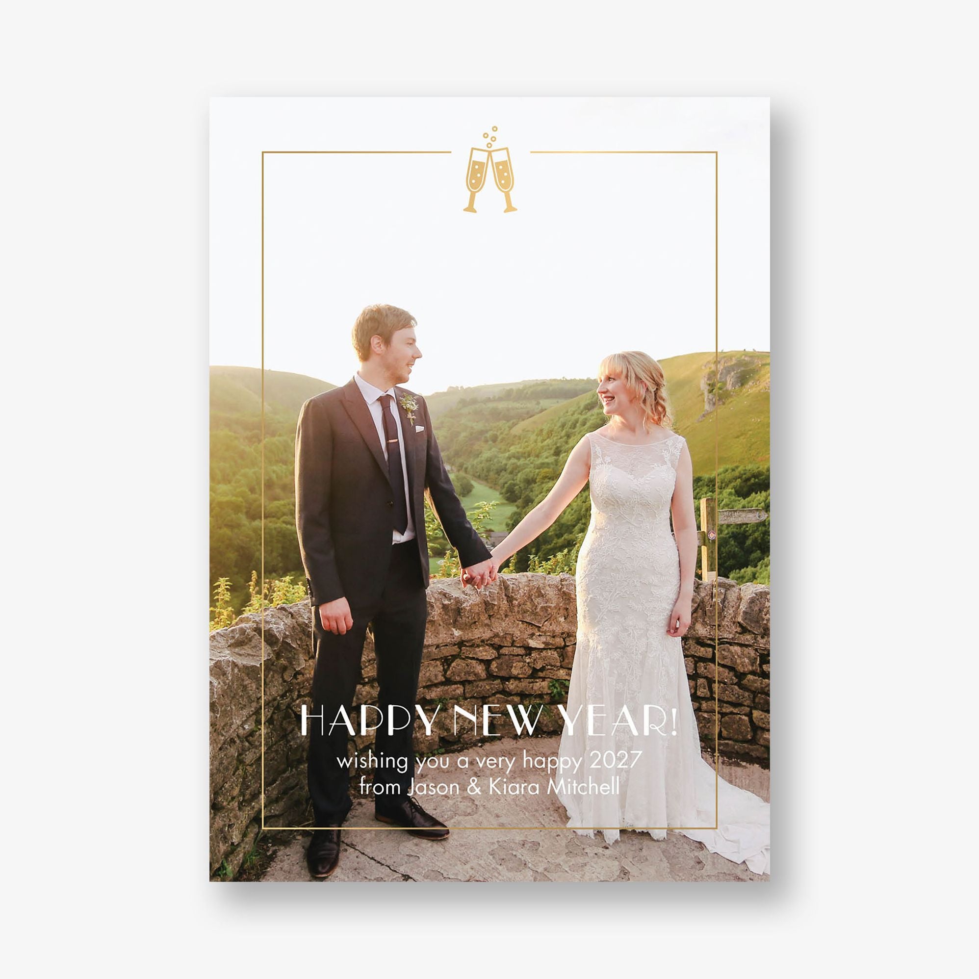 Champagne Glass Holiday Photo Card