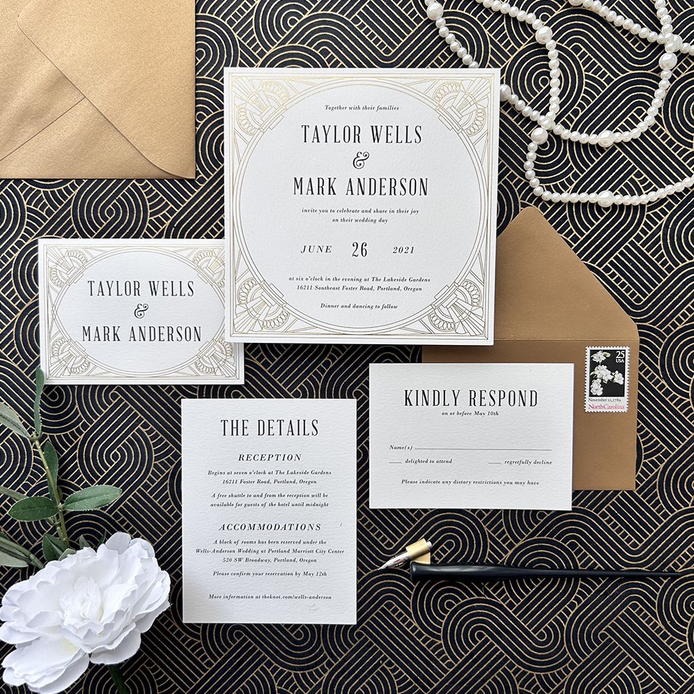 Golden Age Foil Stamped Wedding Invitation - Image 2