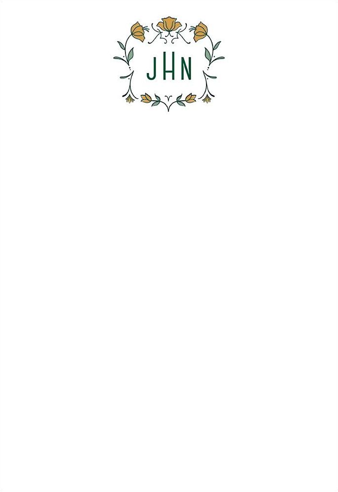 Nouveau Tulips Monogram Personalized Notepad Set