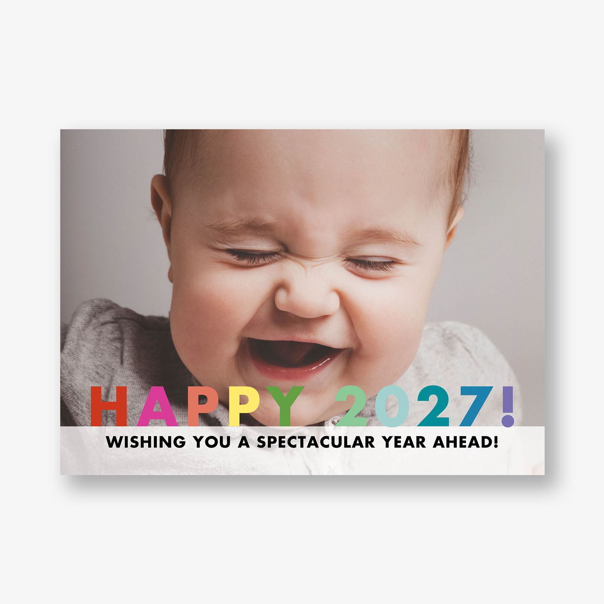 Rainbow New Year Holiday Photo Card Horizontal