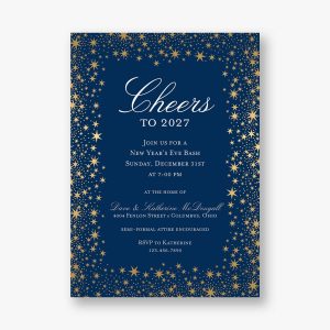 Star Border Foil Party Invitation