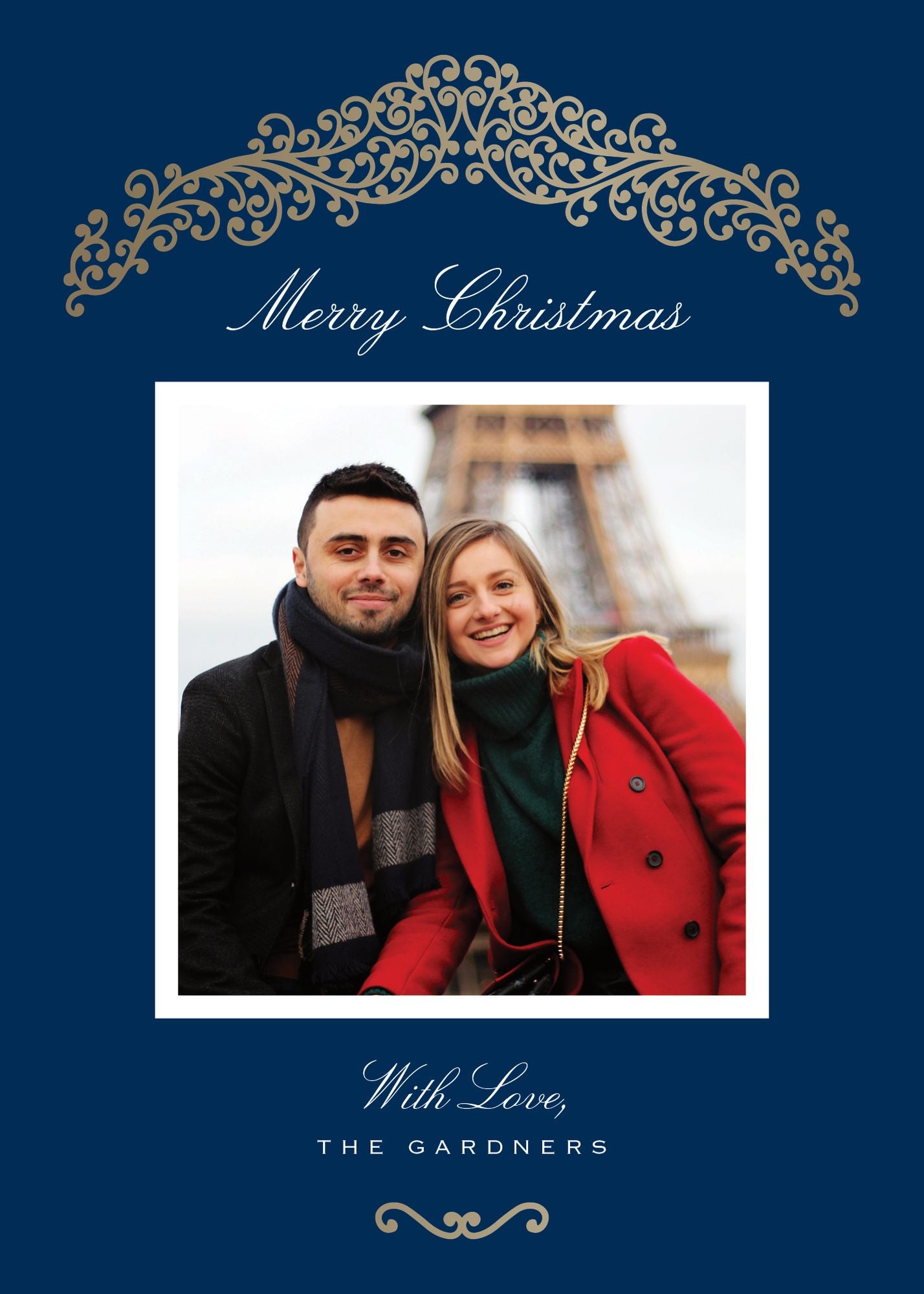 Foil Scrollwork Holiday Photo Card - Image 2