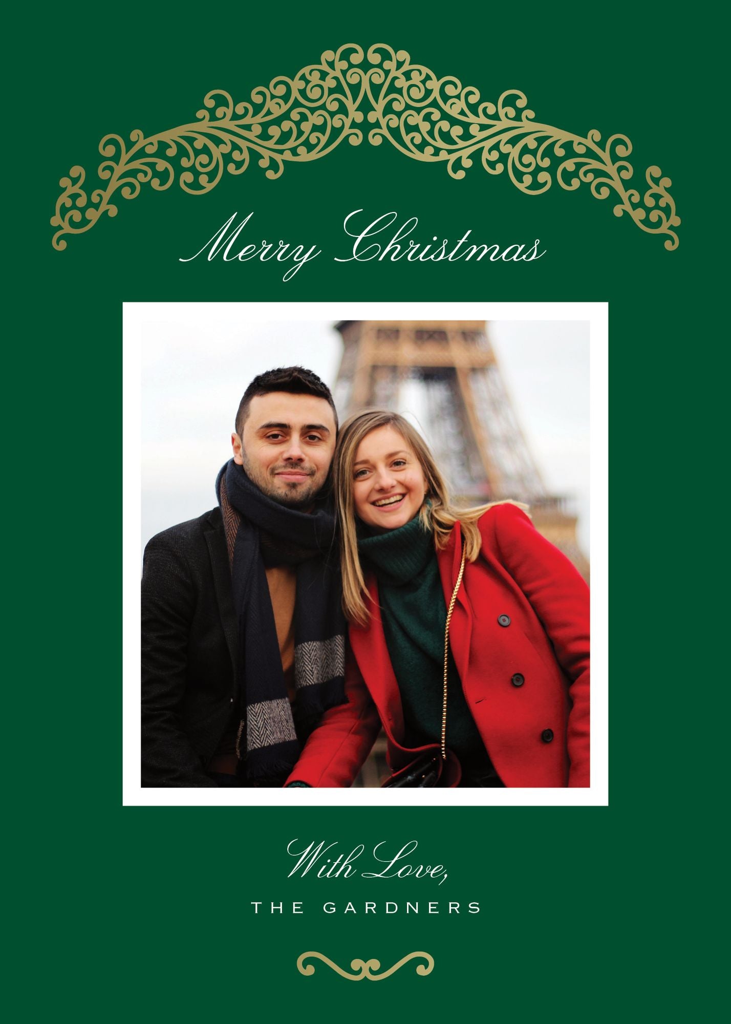 Foil Scrollwork Holiday Photo Card - Image 3