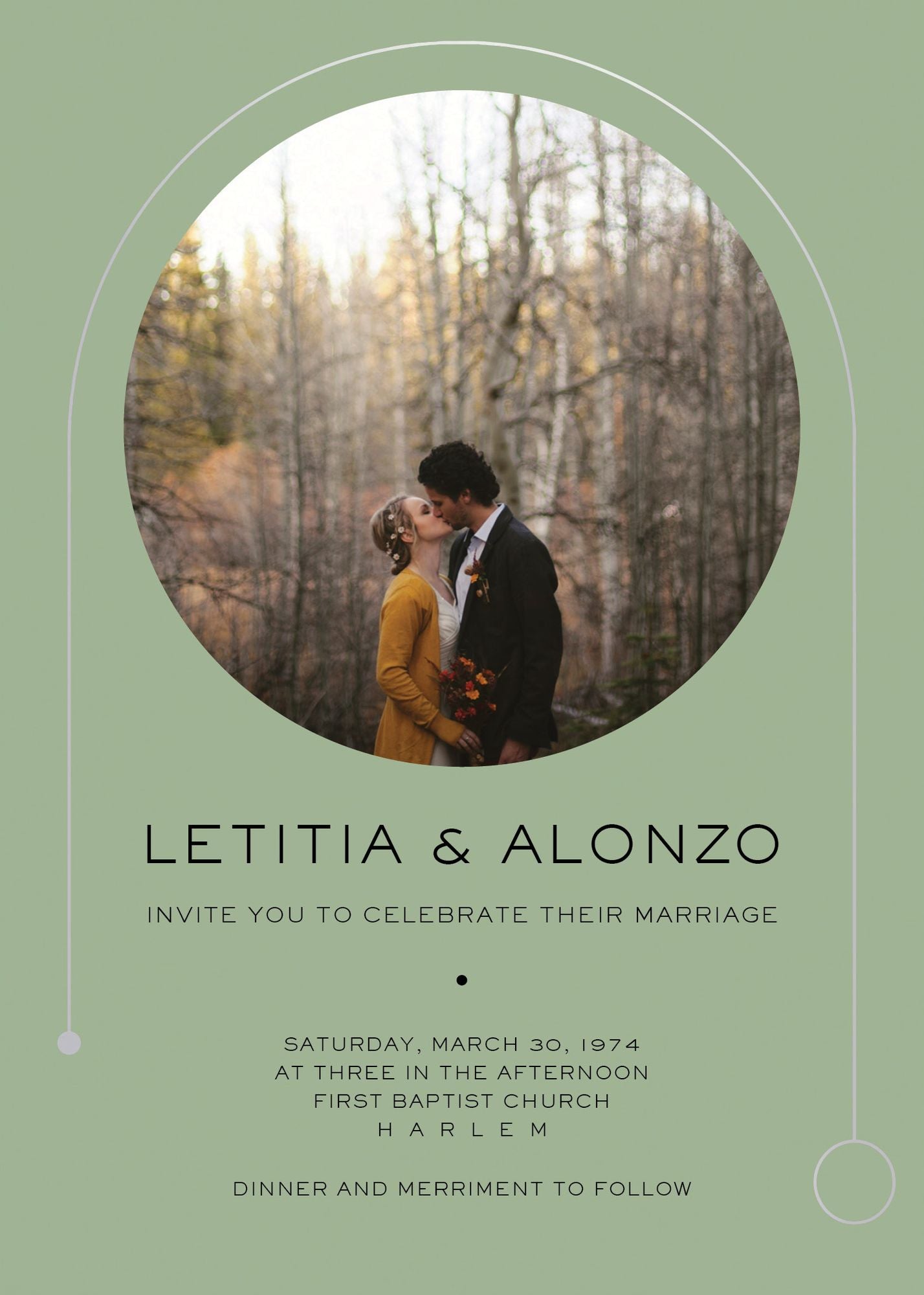 Destiny Photo Green Wedding Invitation - Image 2