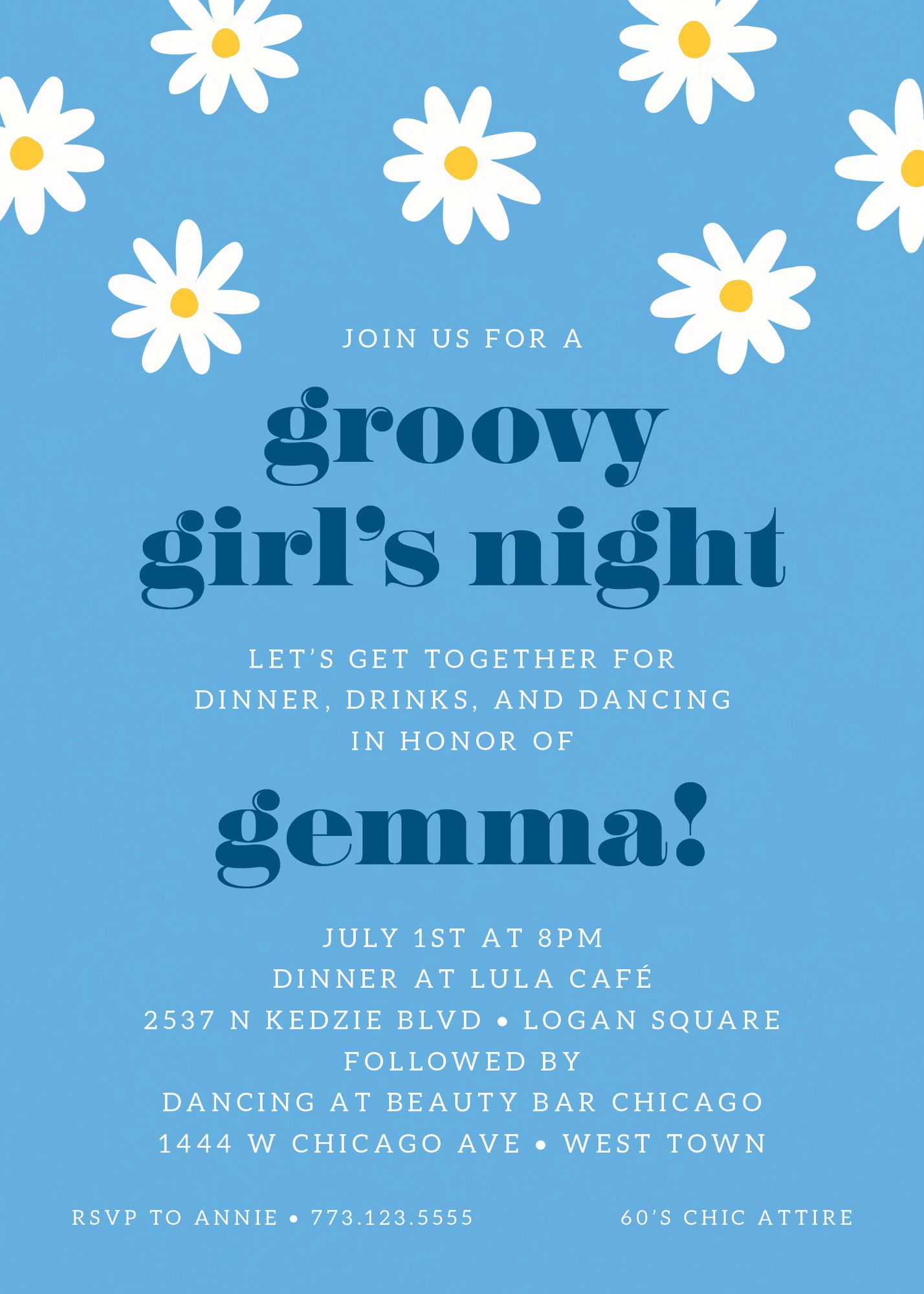 Retro Daisy Party Invitation - Image 2