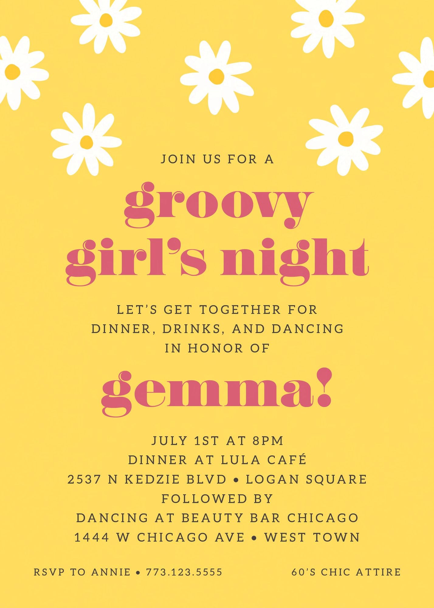Retro Daisy Party Invitation - Image 4