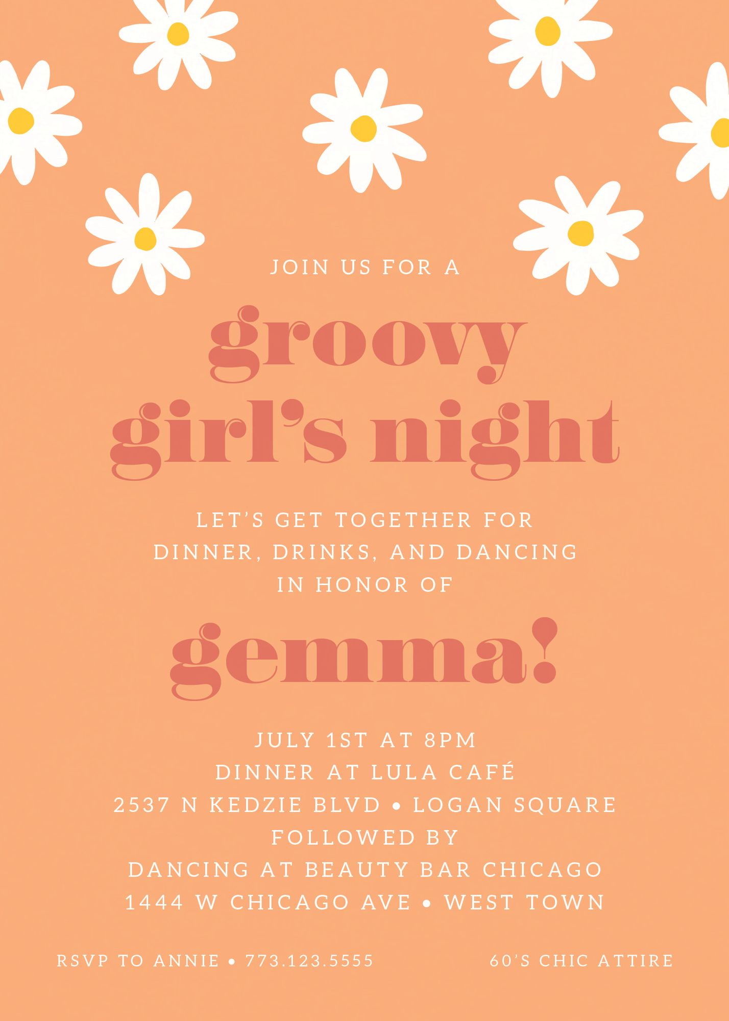 Retro Daisy Party Invitation - Image 3
