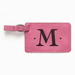 Single Initial Monogram Pink Luggage Tag