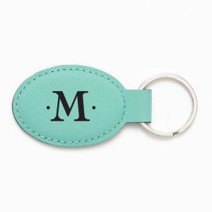 Single Initial Monogram Teal Key Fob