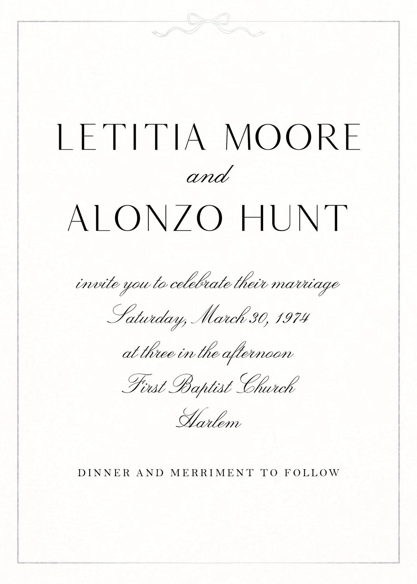 Bow Border Foil Wedding Invitation - Image 3