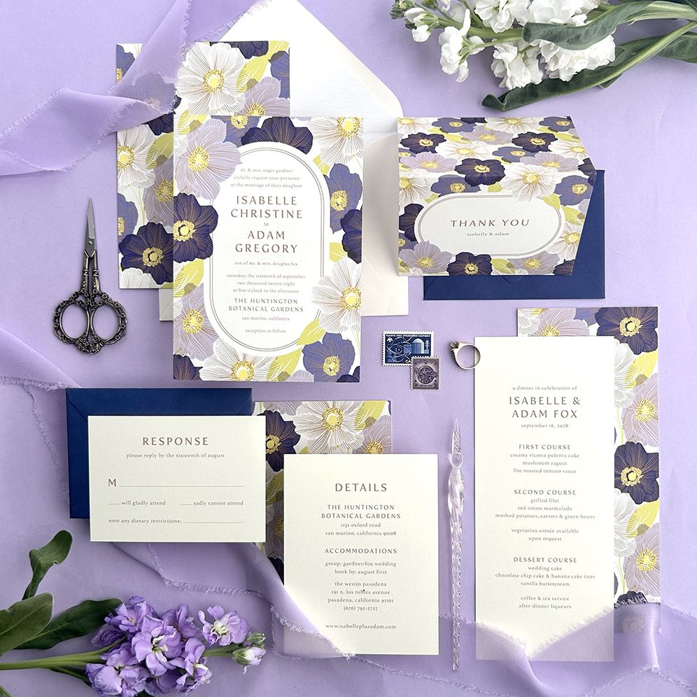Anemone Plum Wedding Invitation - Image 2