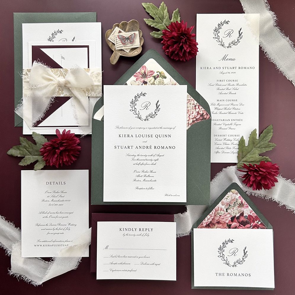 Botanical Wreath Monogram Wedding Invitation - Image 2