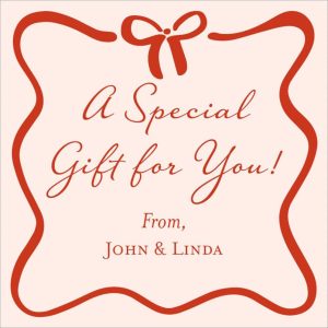 Wiggle Bow Border Holiday Gift Tag Label
