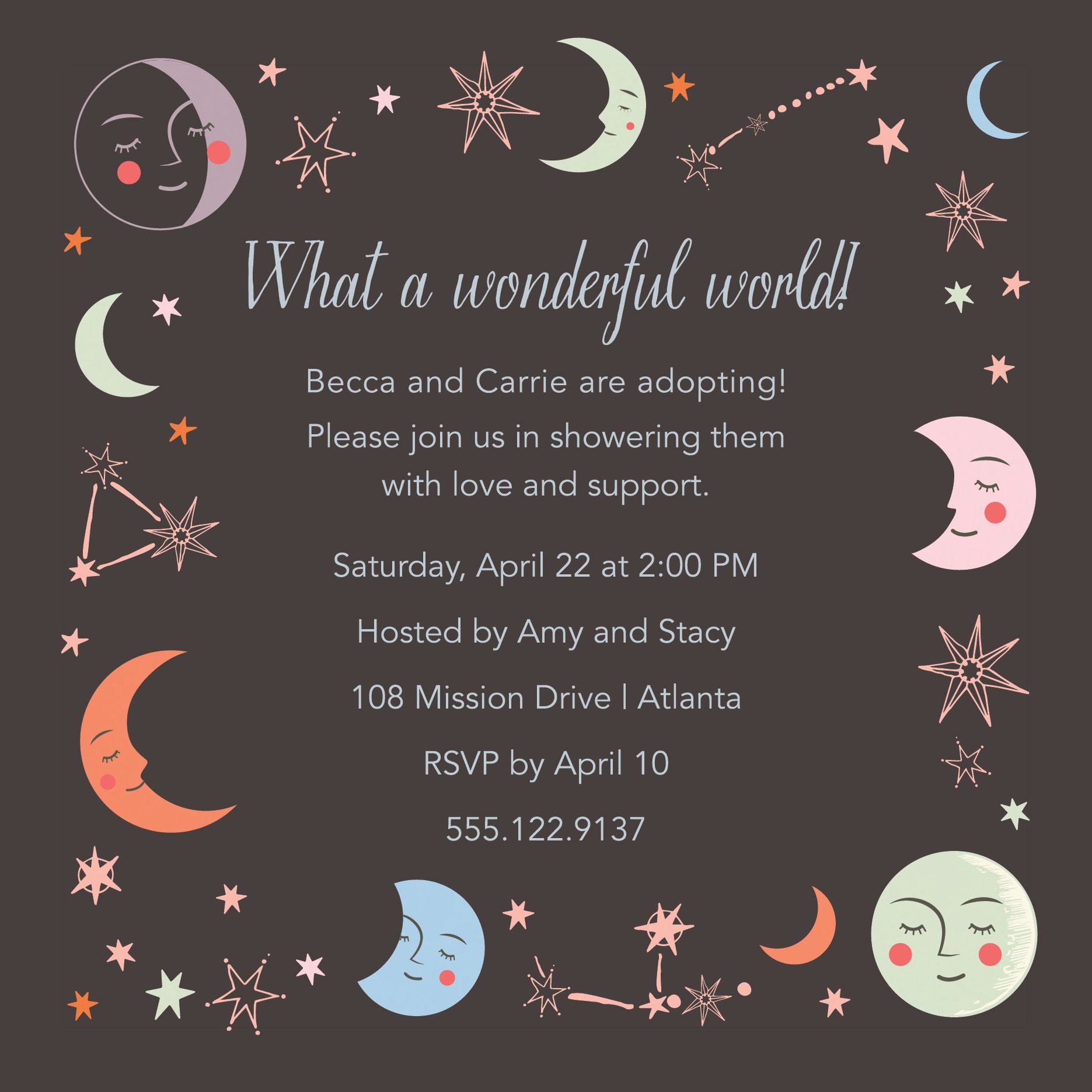 Moons and Stars Adoption Shower Invitation - Image 2