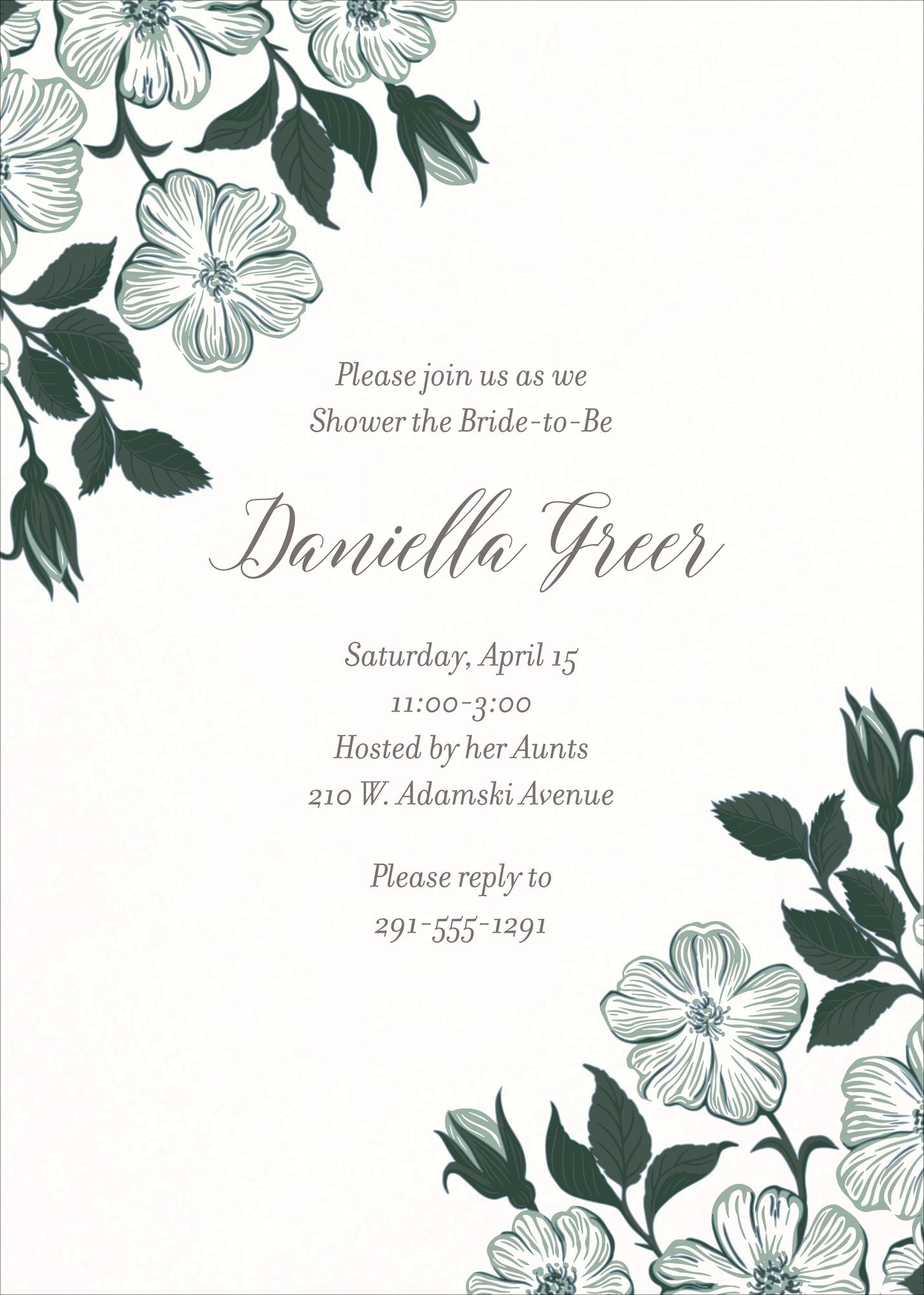 Dogwood Bunch Bridal Shower Invitation - Image 3