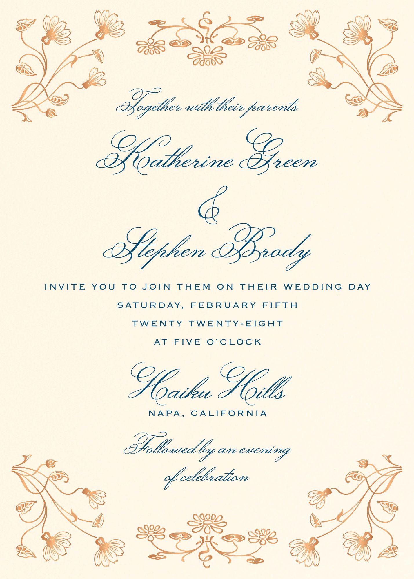 Nouveau Poppy Foil Wedding Invitation - Image 4