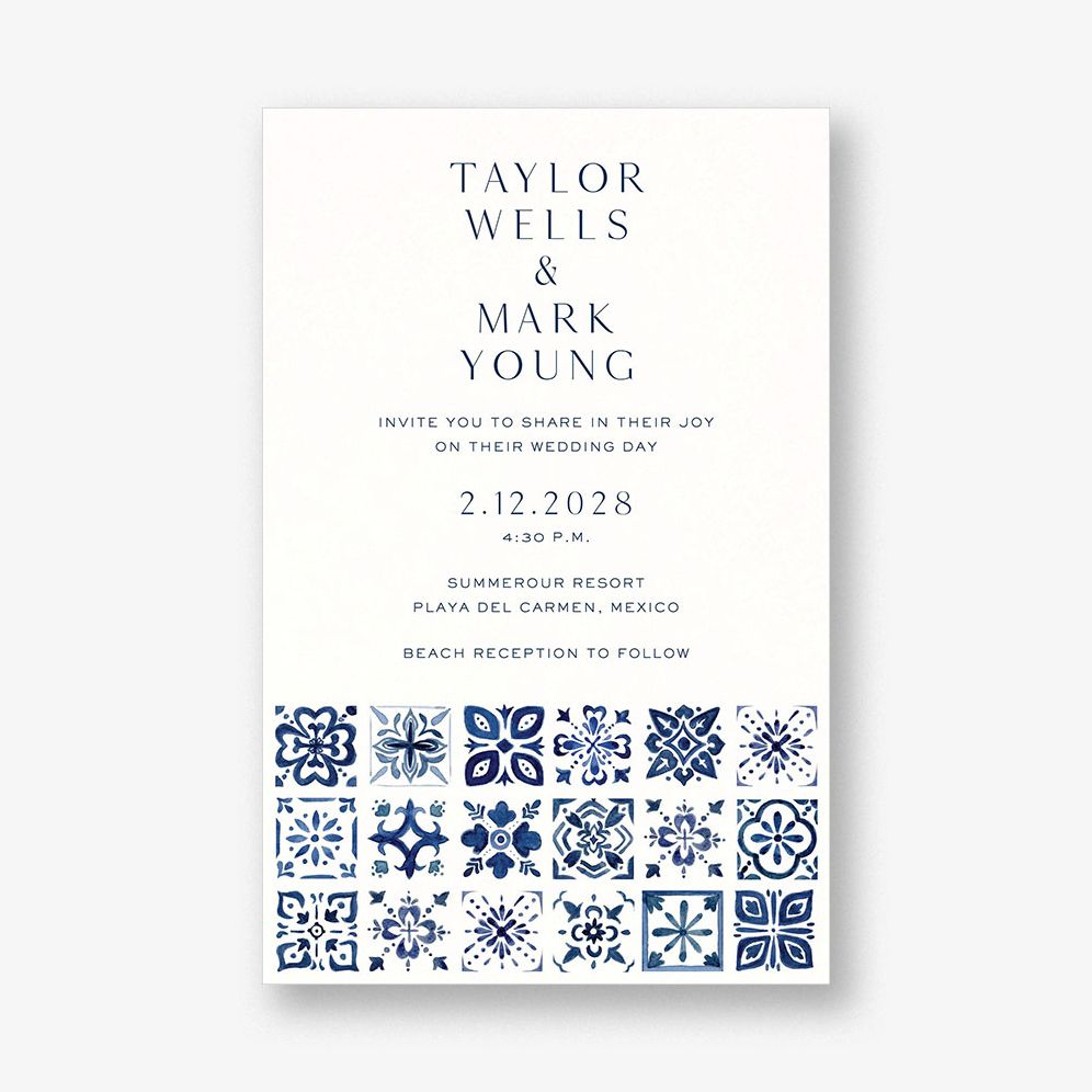 Indigo Riviera Tall Wedding Invitation