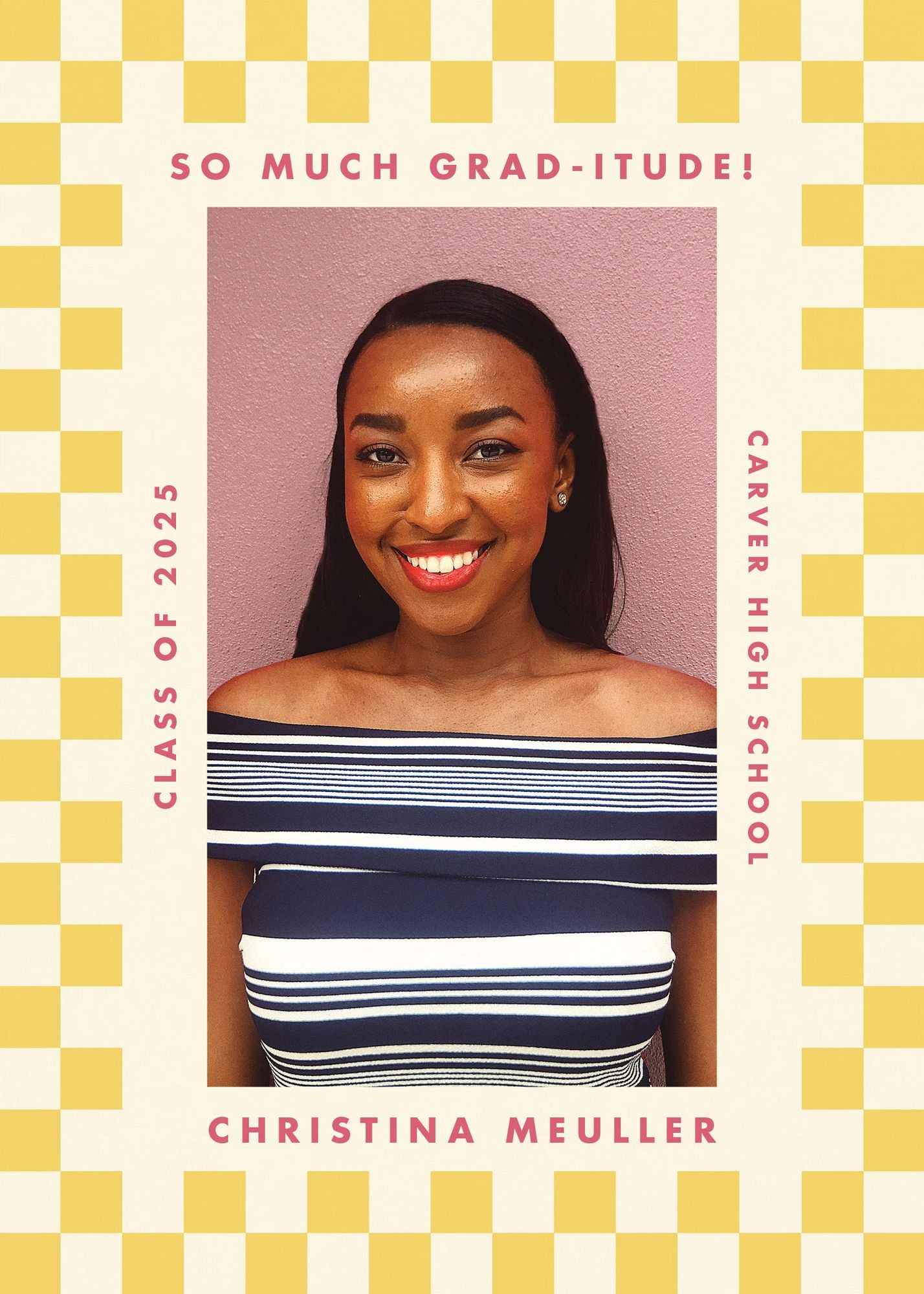Checkered Frame Photo Graduation Announcement - Image 2