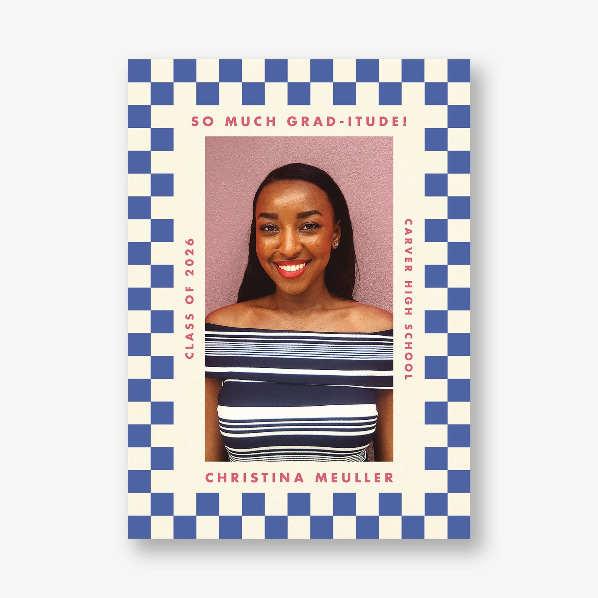 Checkered Frame Photo Graduation Announcement - Image 11