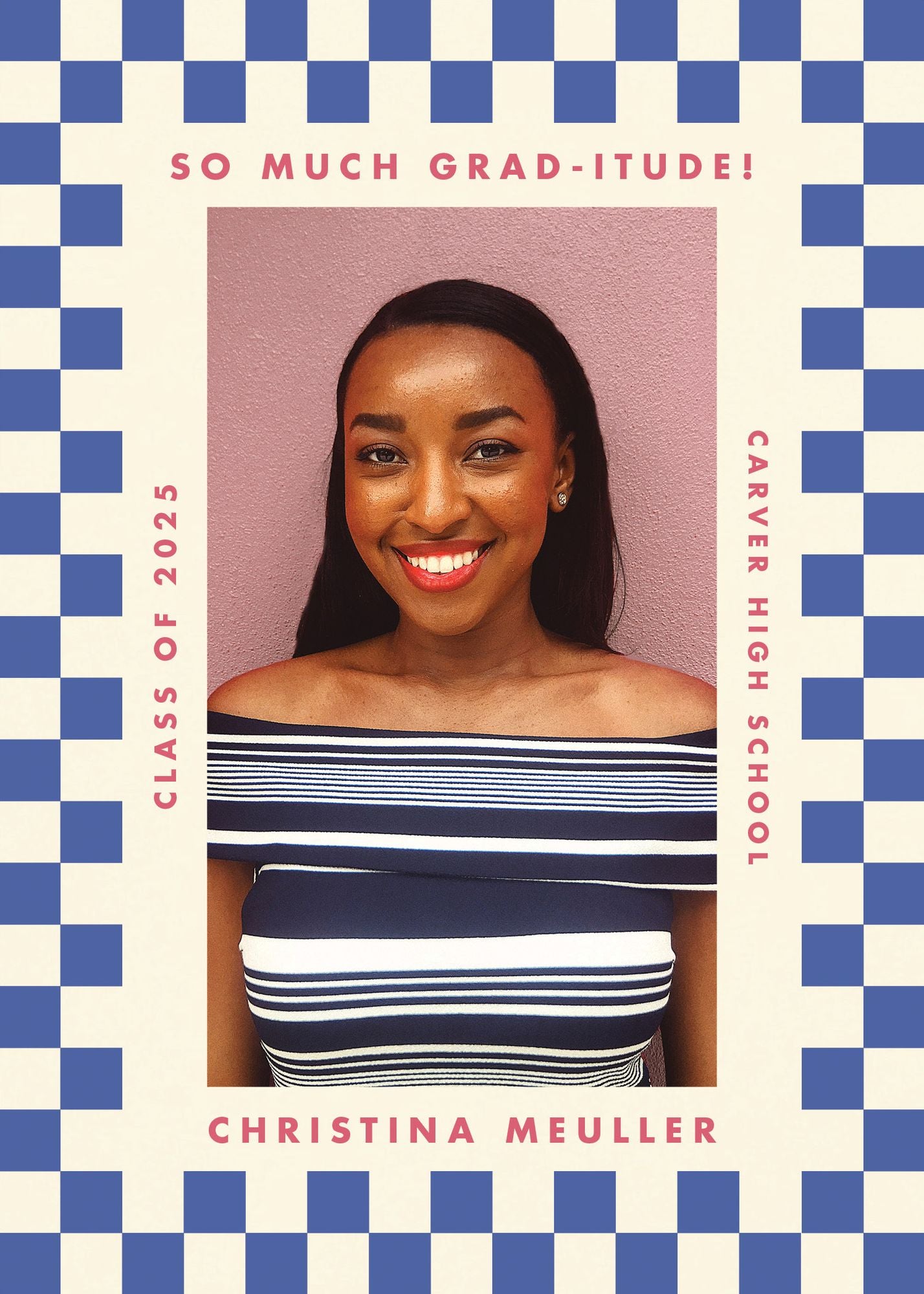 Checkered Frame Photo Graduation Announcement - Image 5