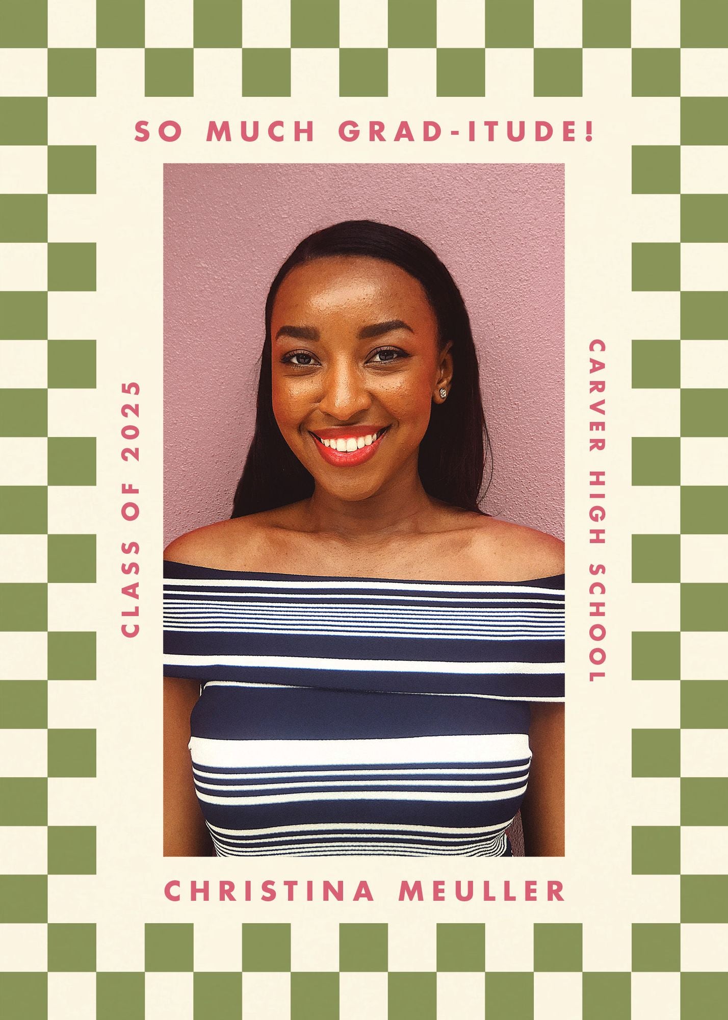 Checkered Frame Photo Graduation Announcement - Image 6