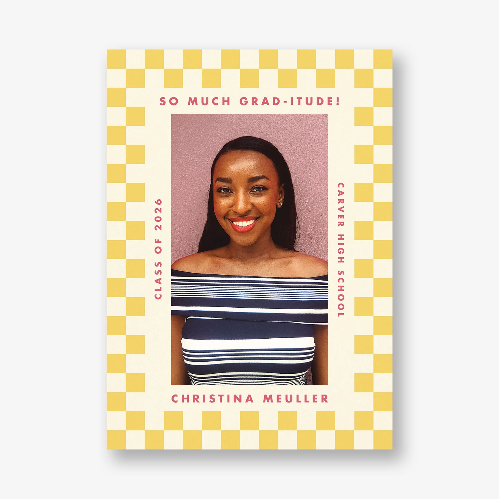 Checkered Frame Photo Graduation Announcement - Image 7