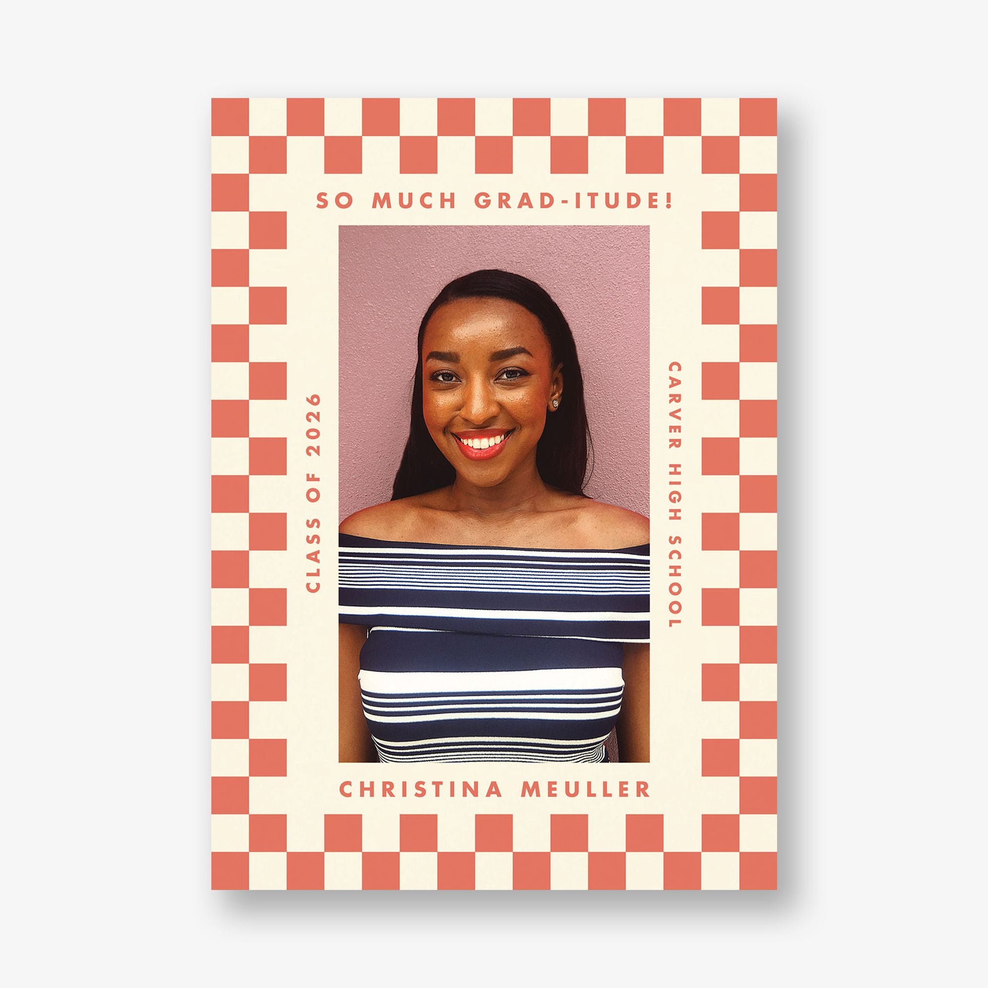 Checkered Frame Photo Graduation Announcement - Image 10