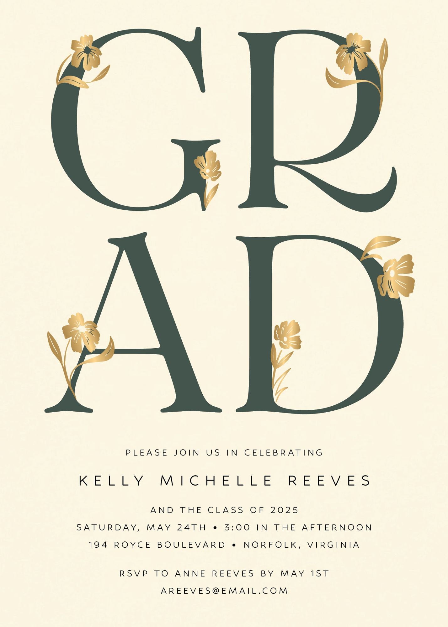 Les Fleurs Foil Graduation Announcement - Image 2