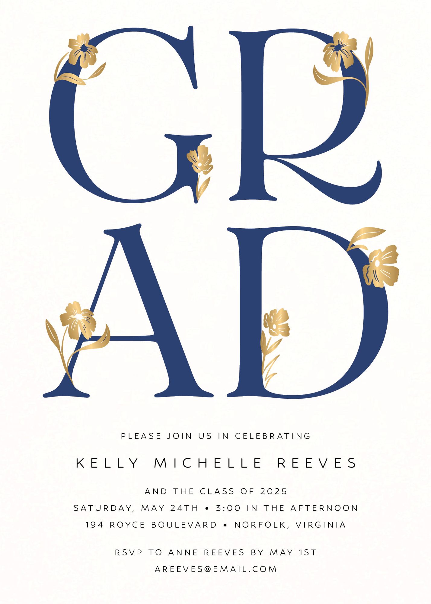 Les Fleurs Foil Graduation Announcement - Image 3