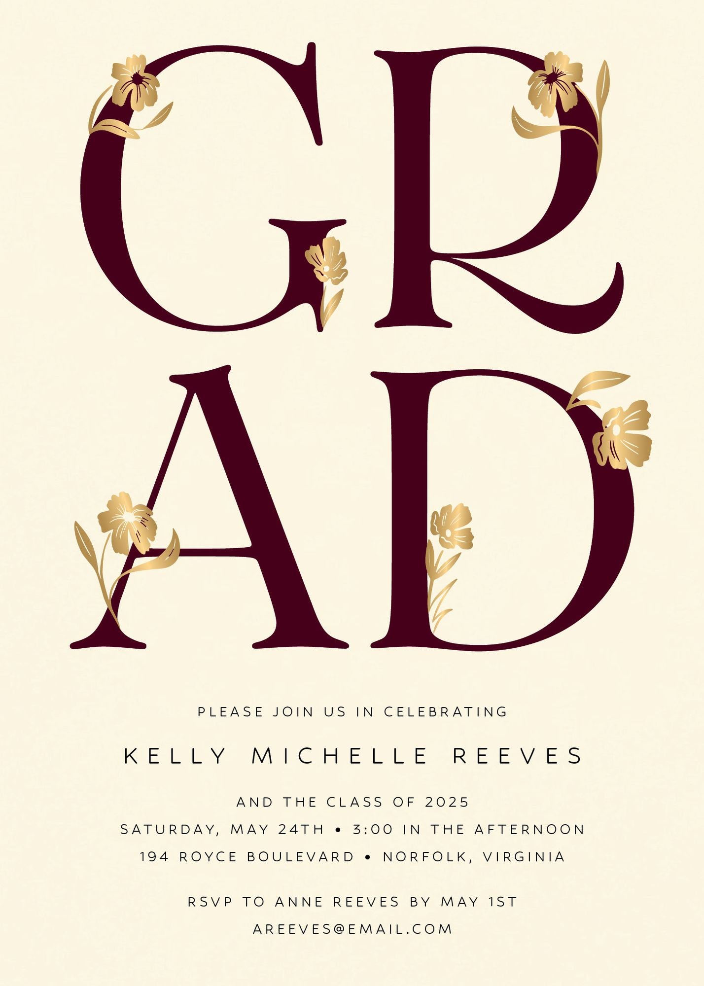 Les Fleurs Foil Graduation Announcement - Image 4