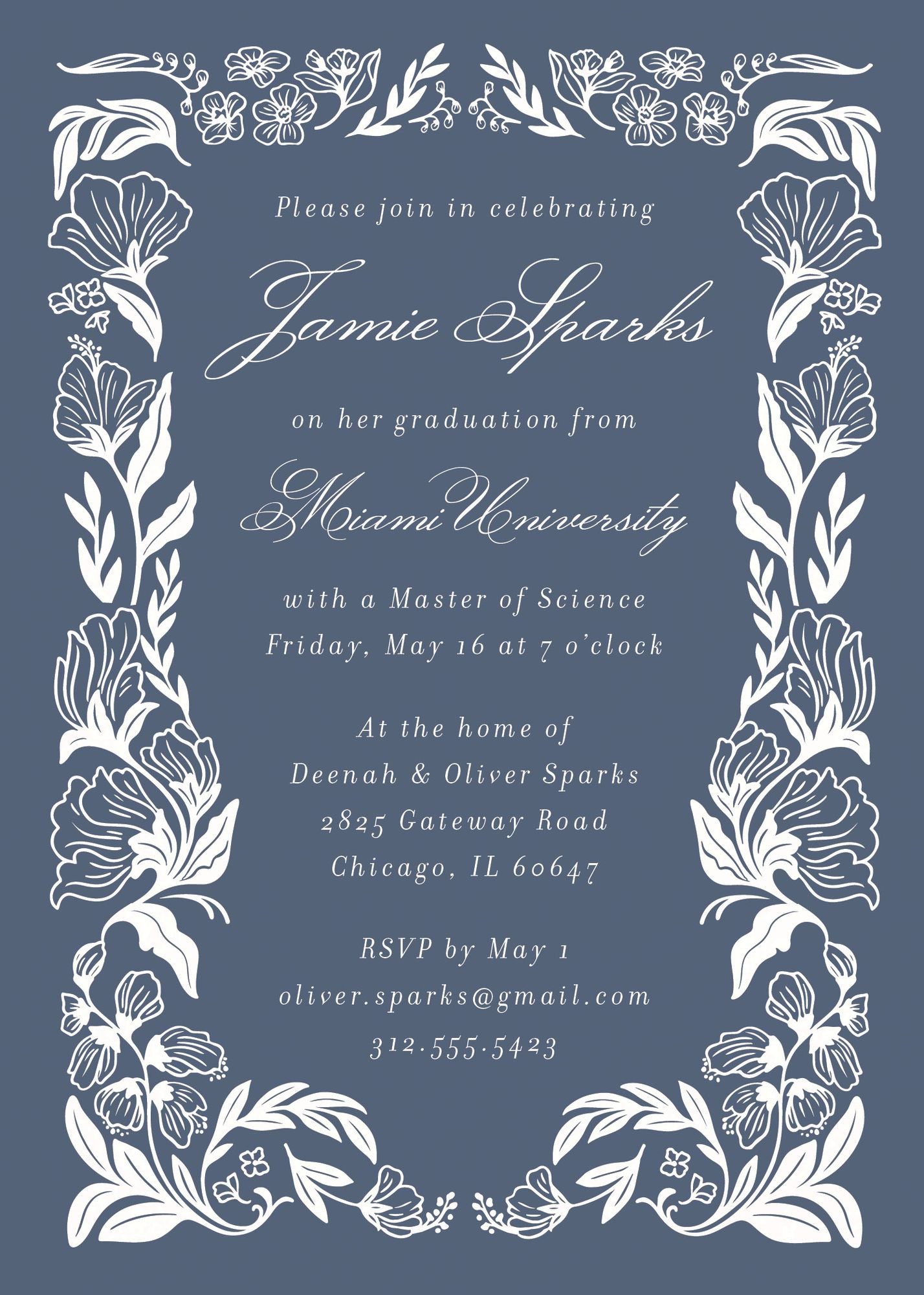 Wild Floral Frame Graduation Invitation - Image 3