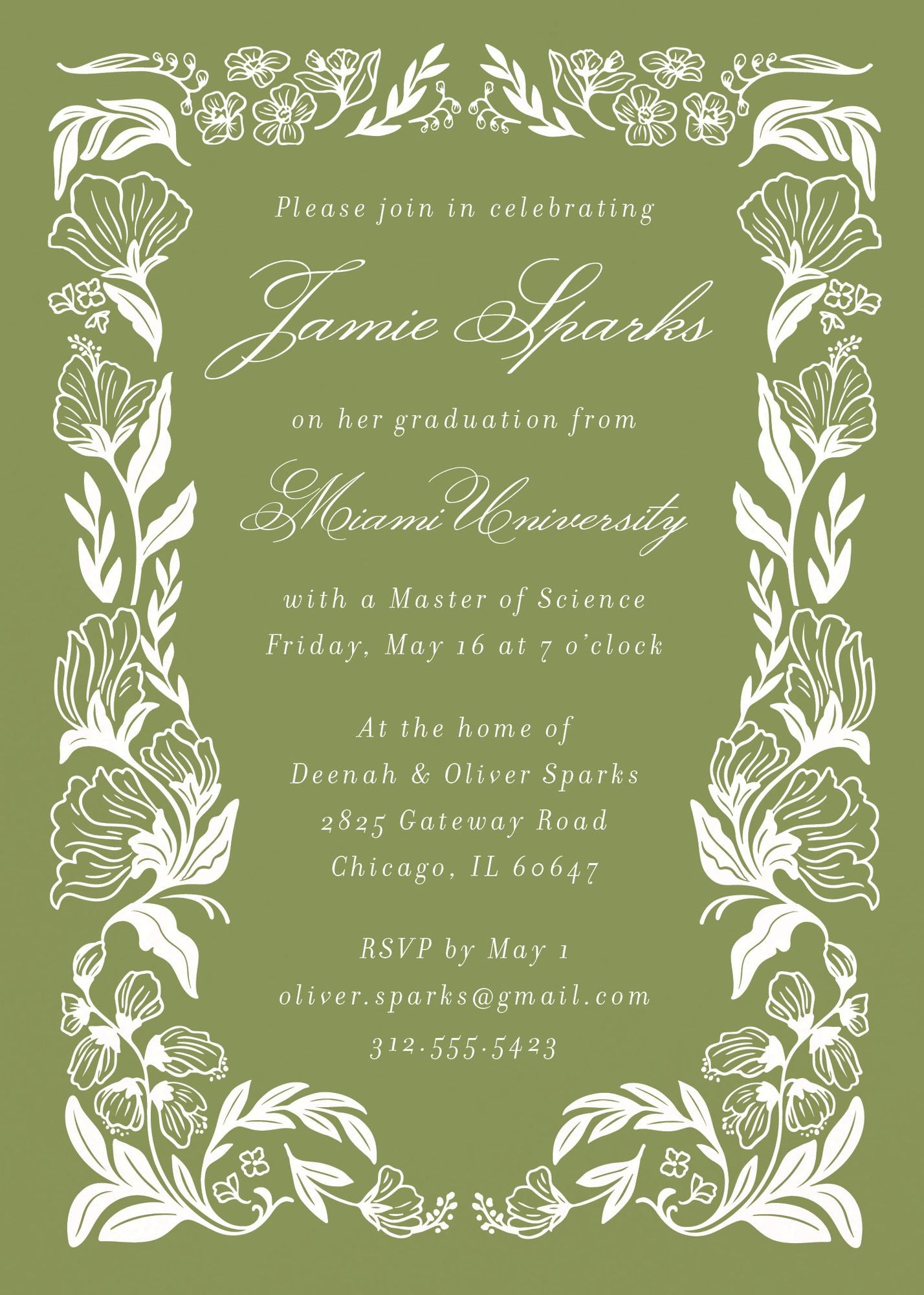 Wild Floral Frame Graduation Invitation - Image 4