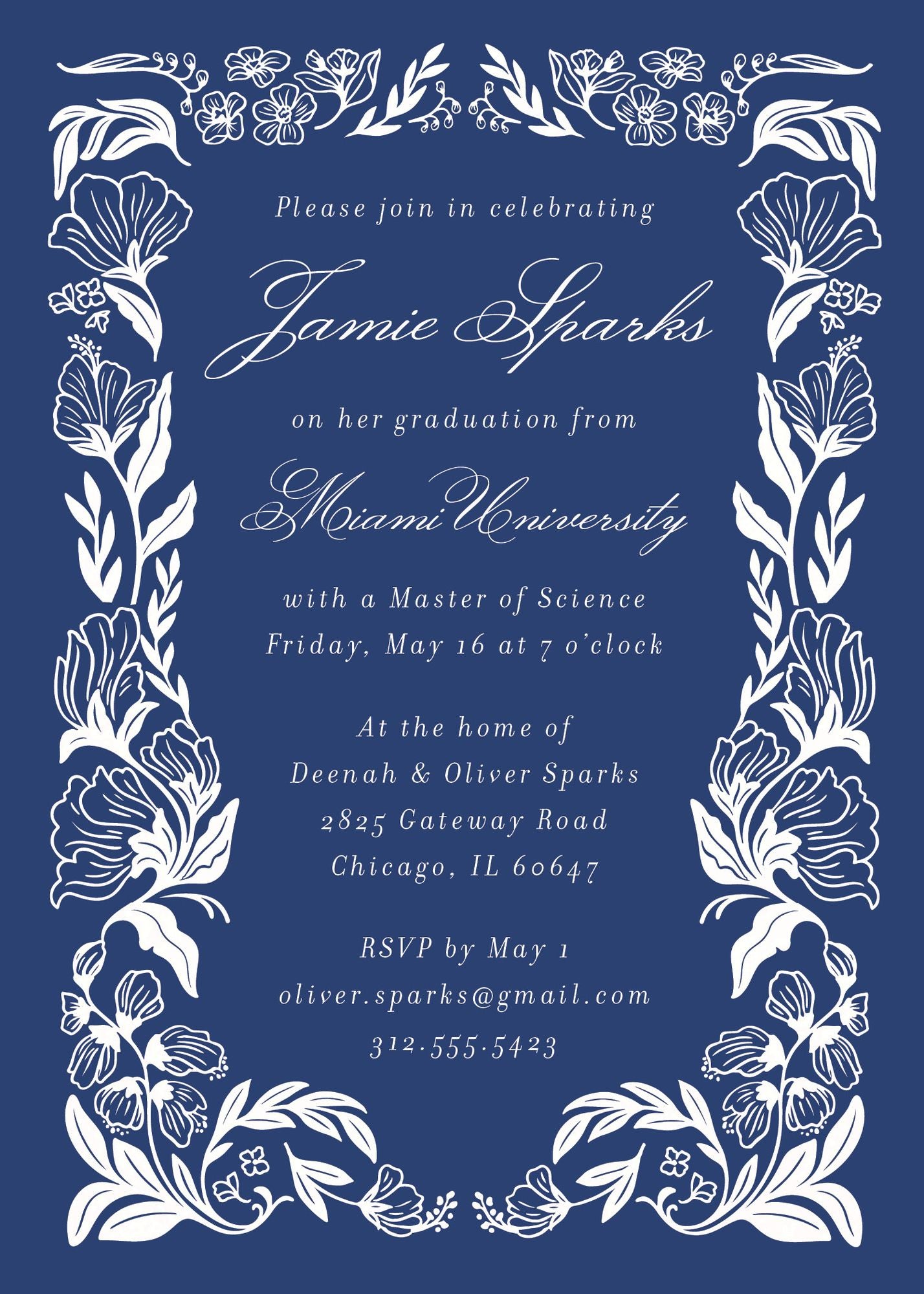 Wild Floral Frame Graduation Invitation - Image 5