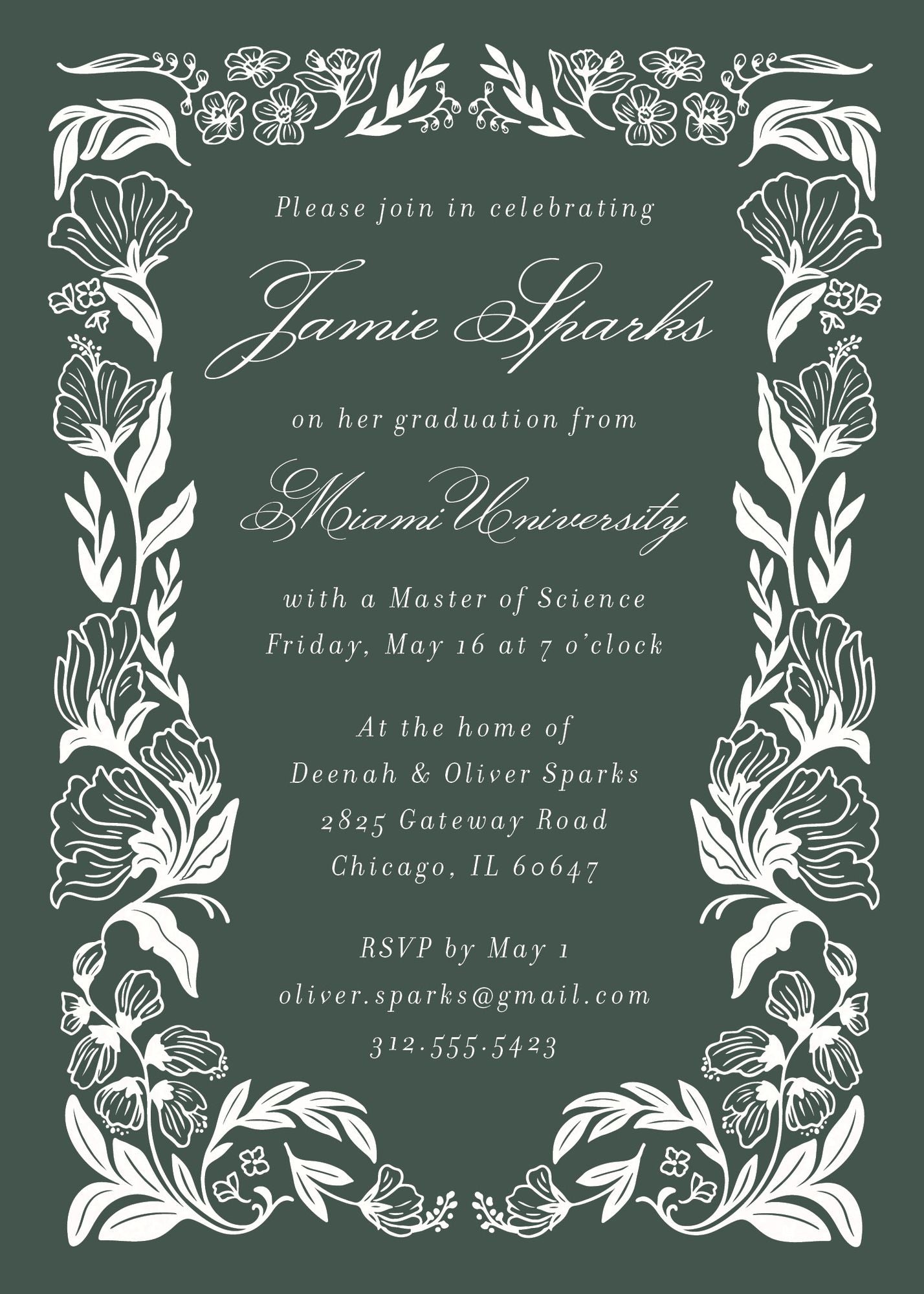 Wild Floral Frame Graduation Invitation - Image 6