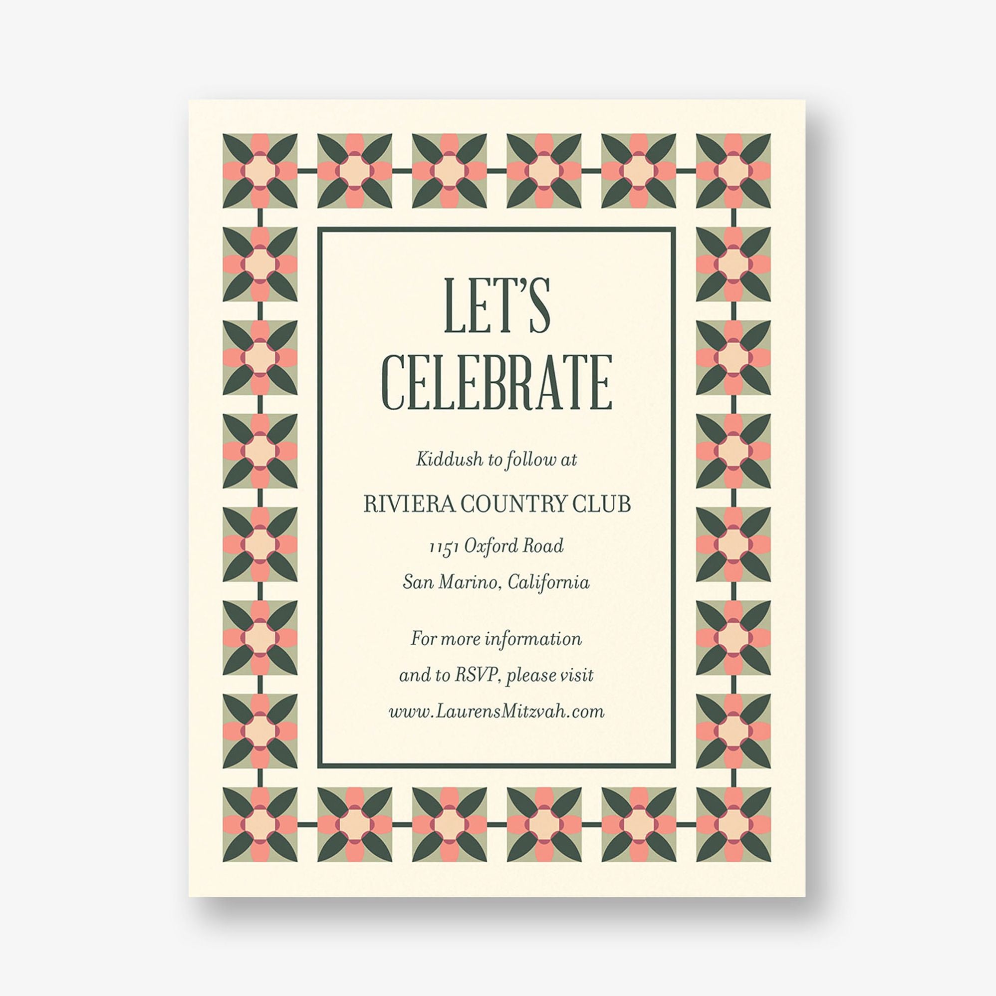 Floral Tile Bat Mitzvah Information - Image 3