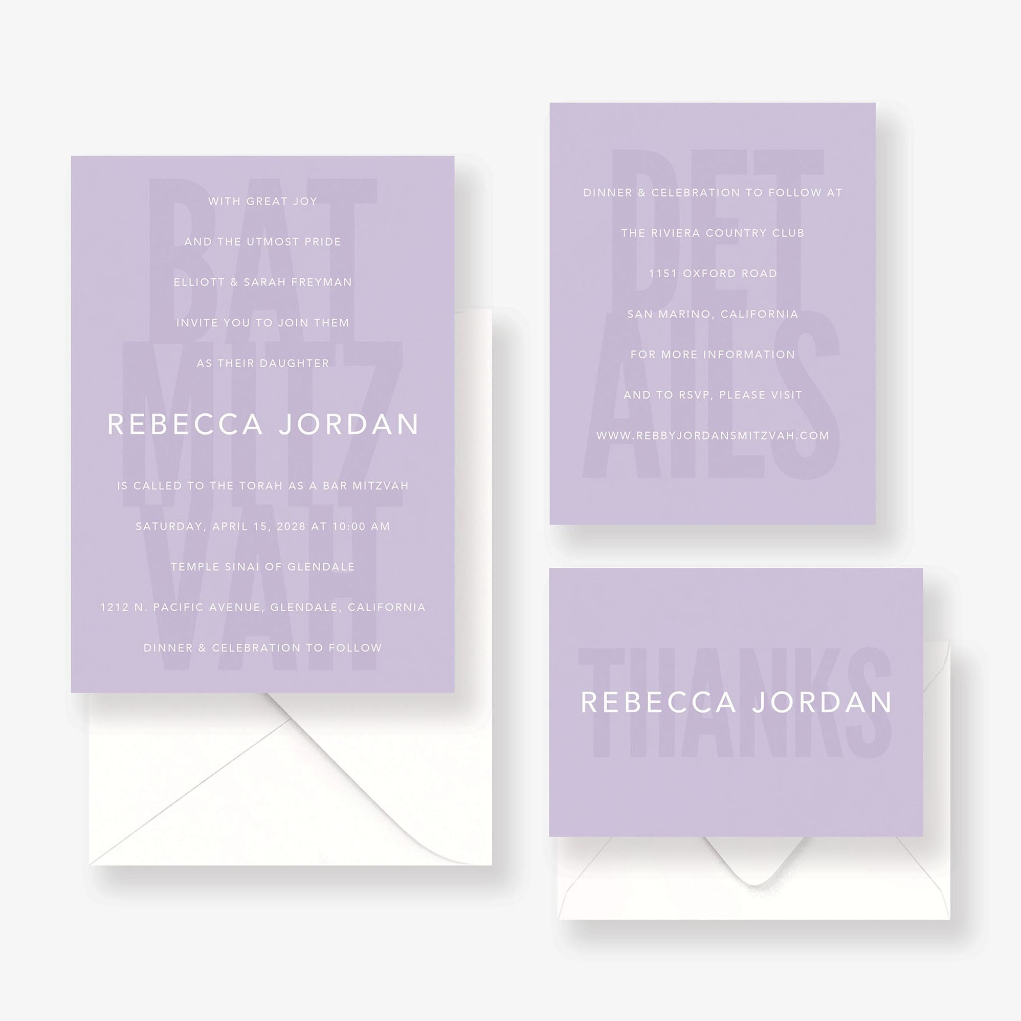 Stacked Type Bat Mitzvah Invitation - Image 5