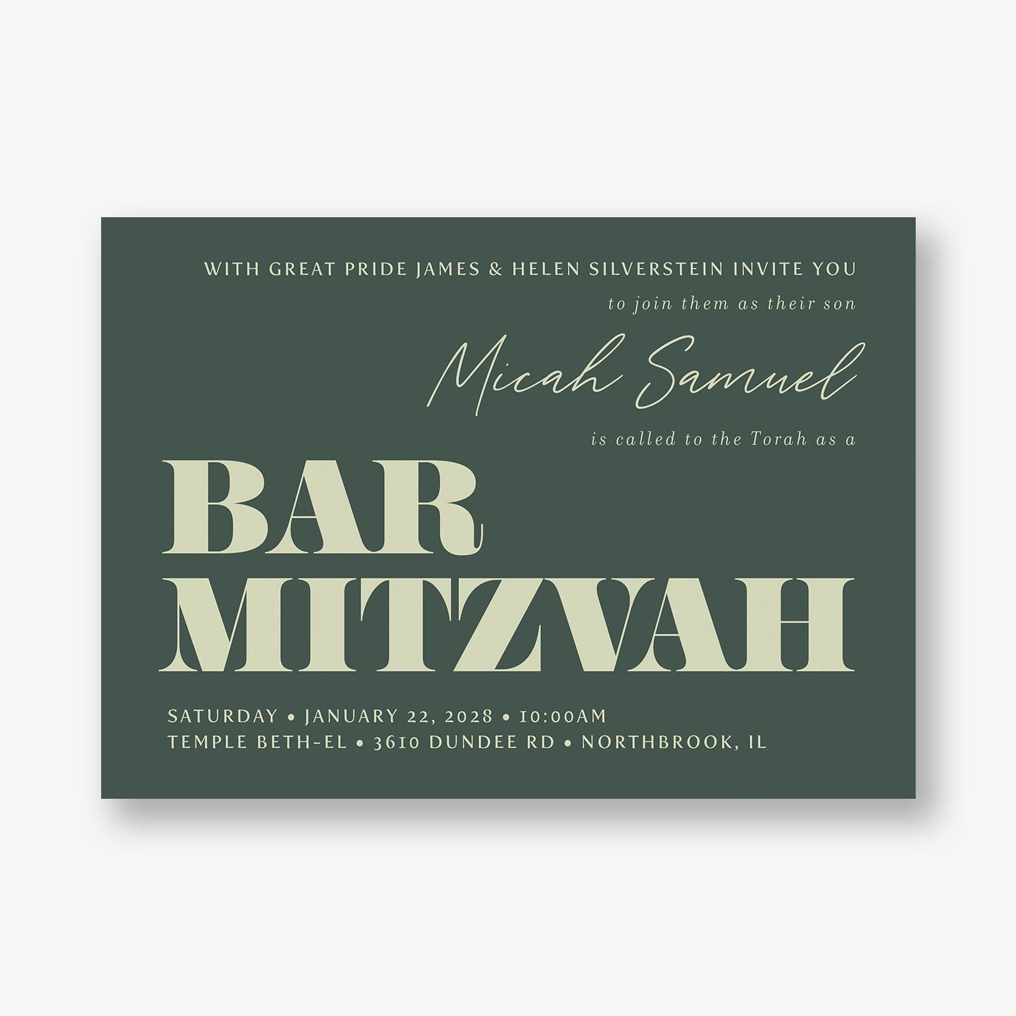 Bold Type Bar Mitzvah Invitation - Image 2