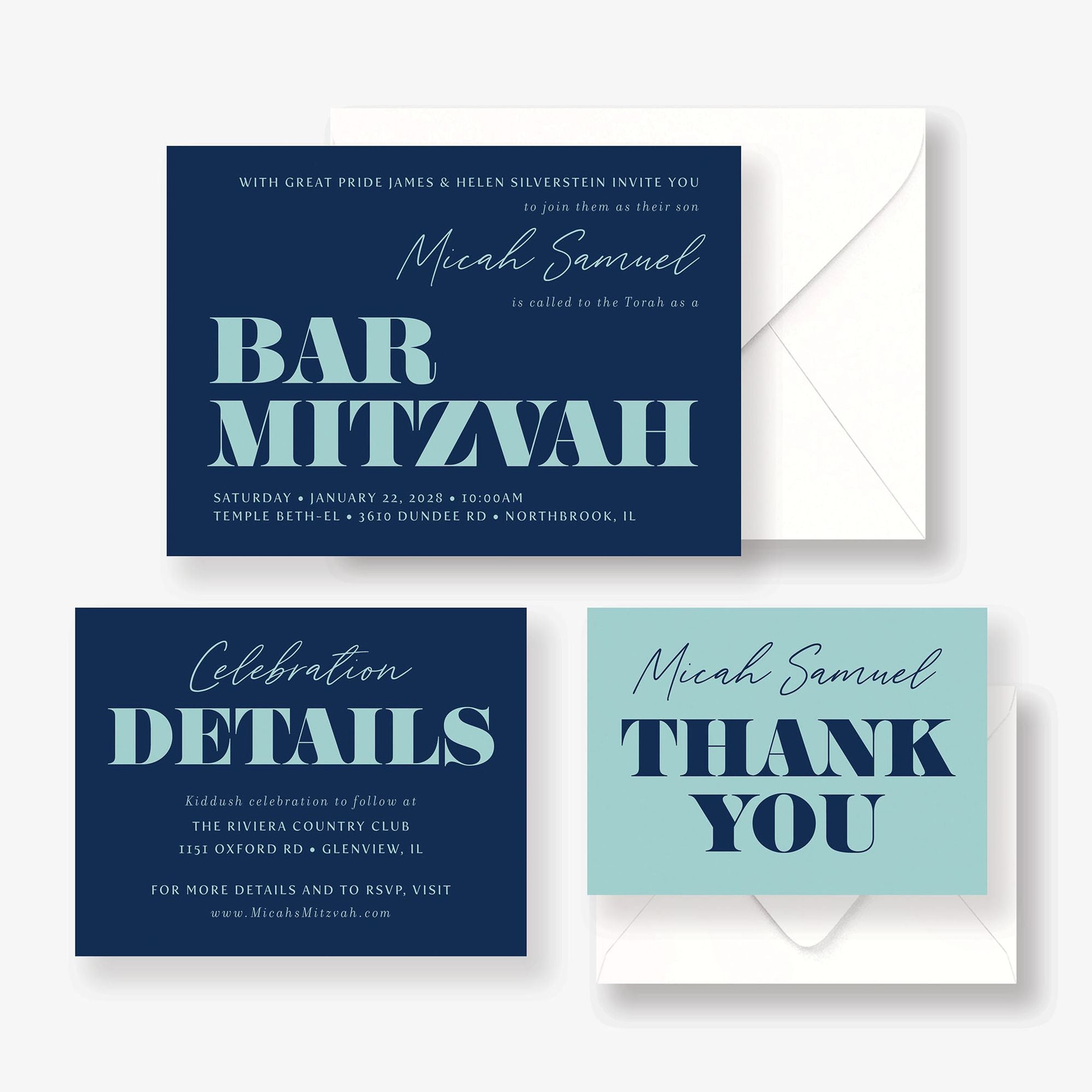 Bold Type Bar Mitzvah Invitation - Image 3