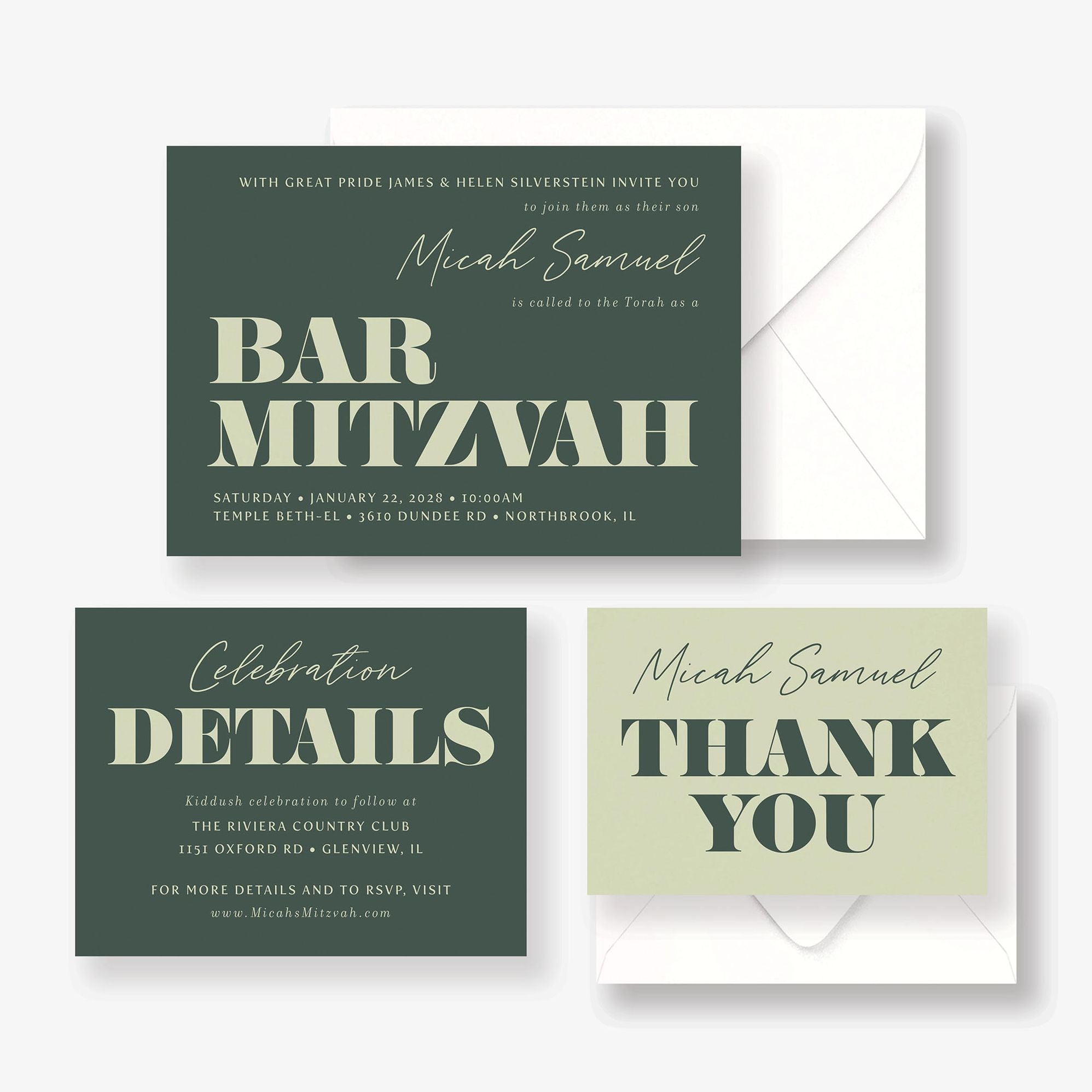 Bold Type Bar Mitzvah Invitation - Image 4