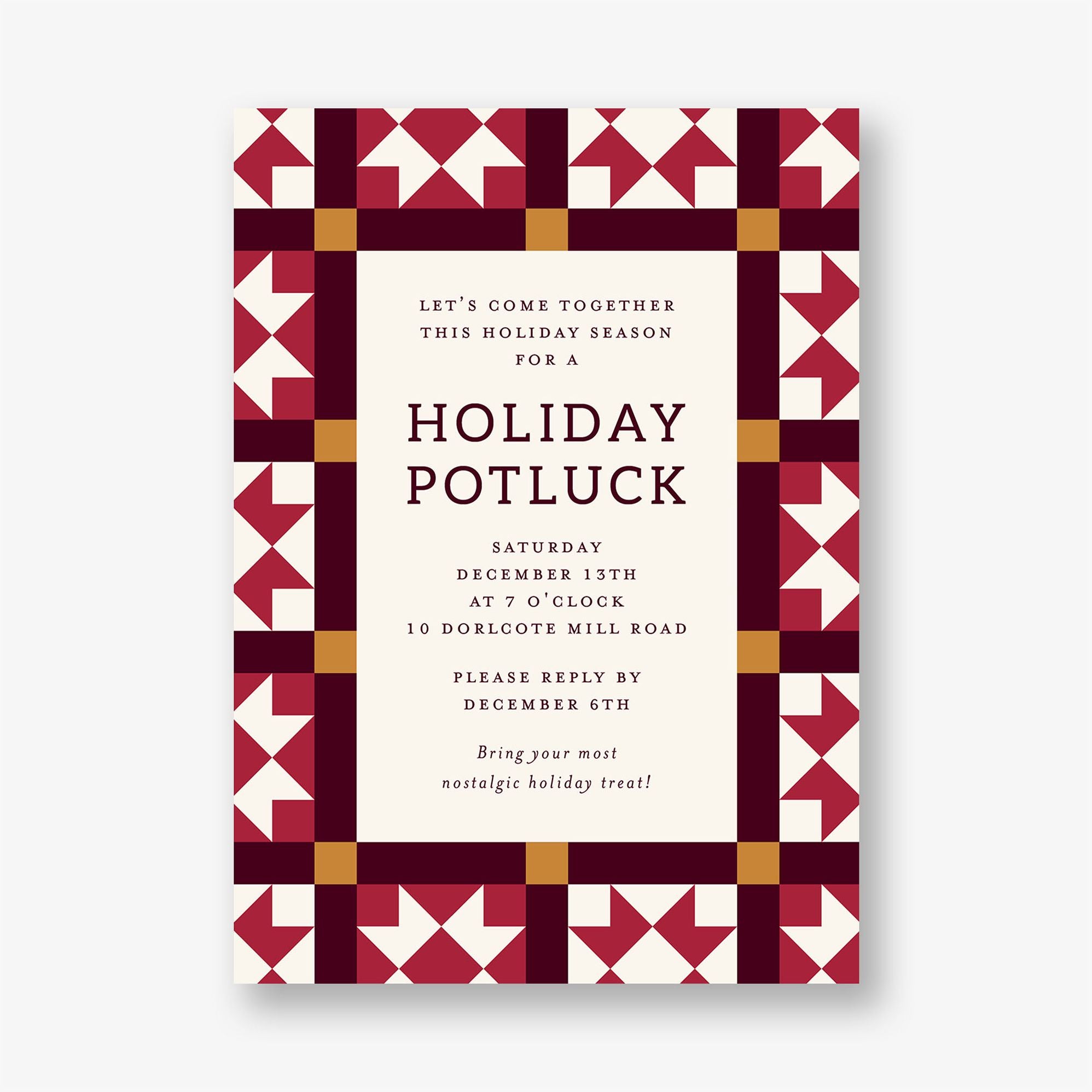 Patchwork Quilt Holiday Party Invitation - Image 4