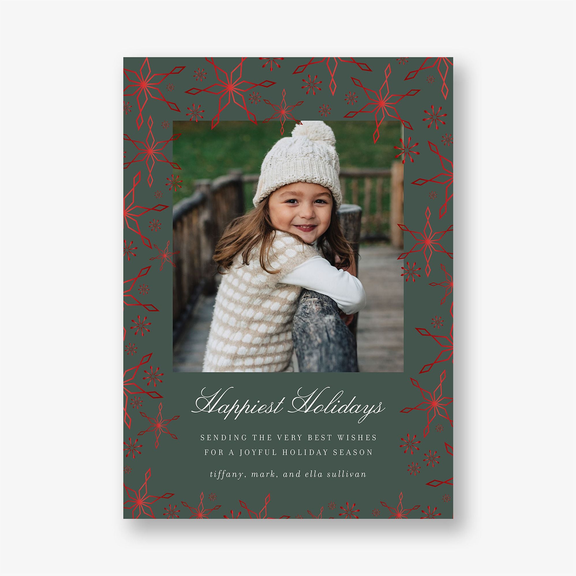 Scattered Snowflakes Foil Holiday Photo Card - Image 3