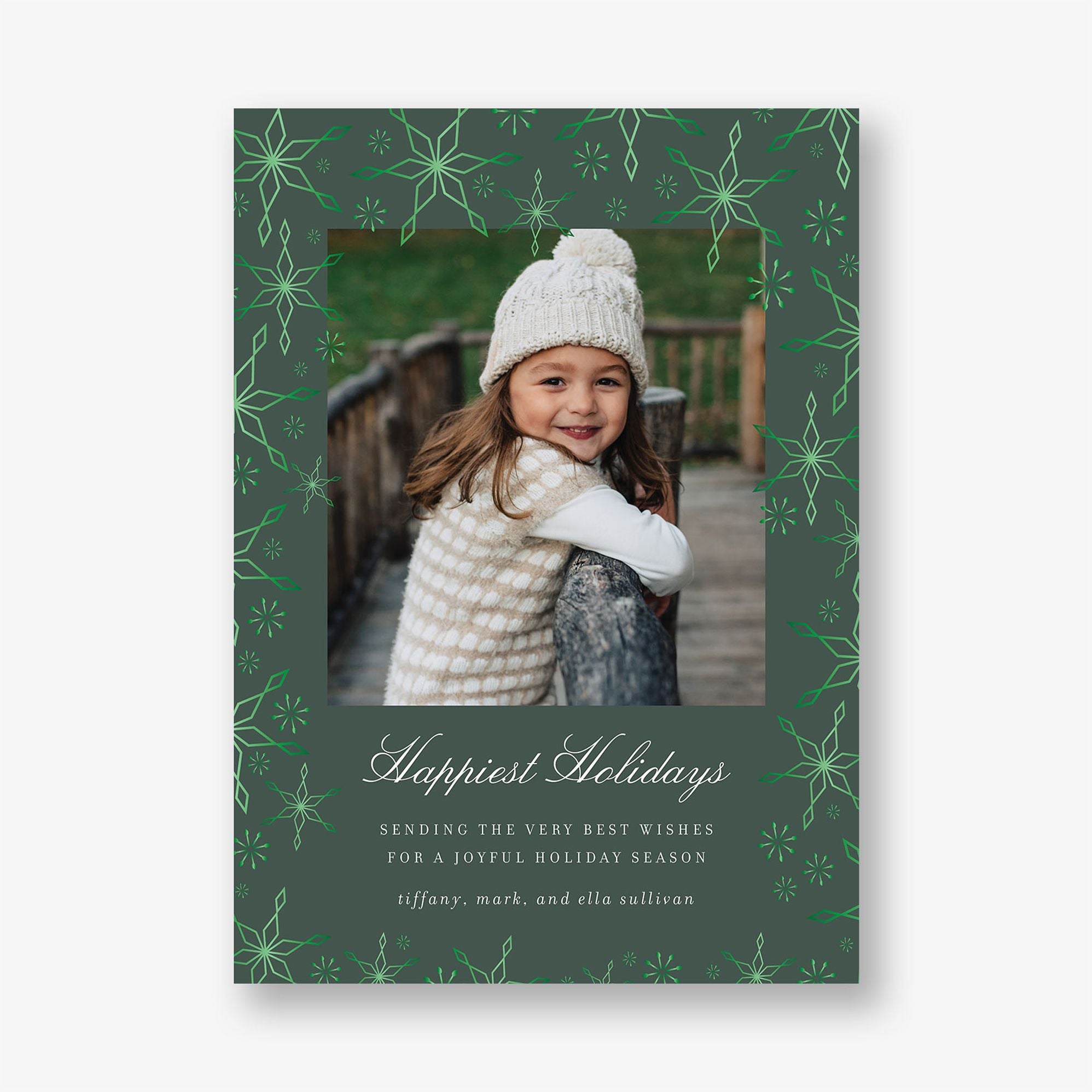 Scattered Snowflakes Foil Holiday Photo Card - Image 4