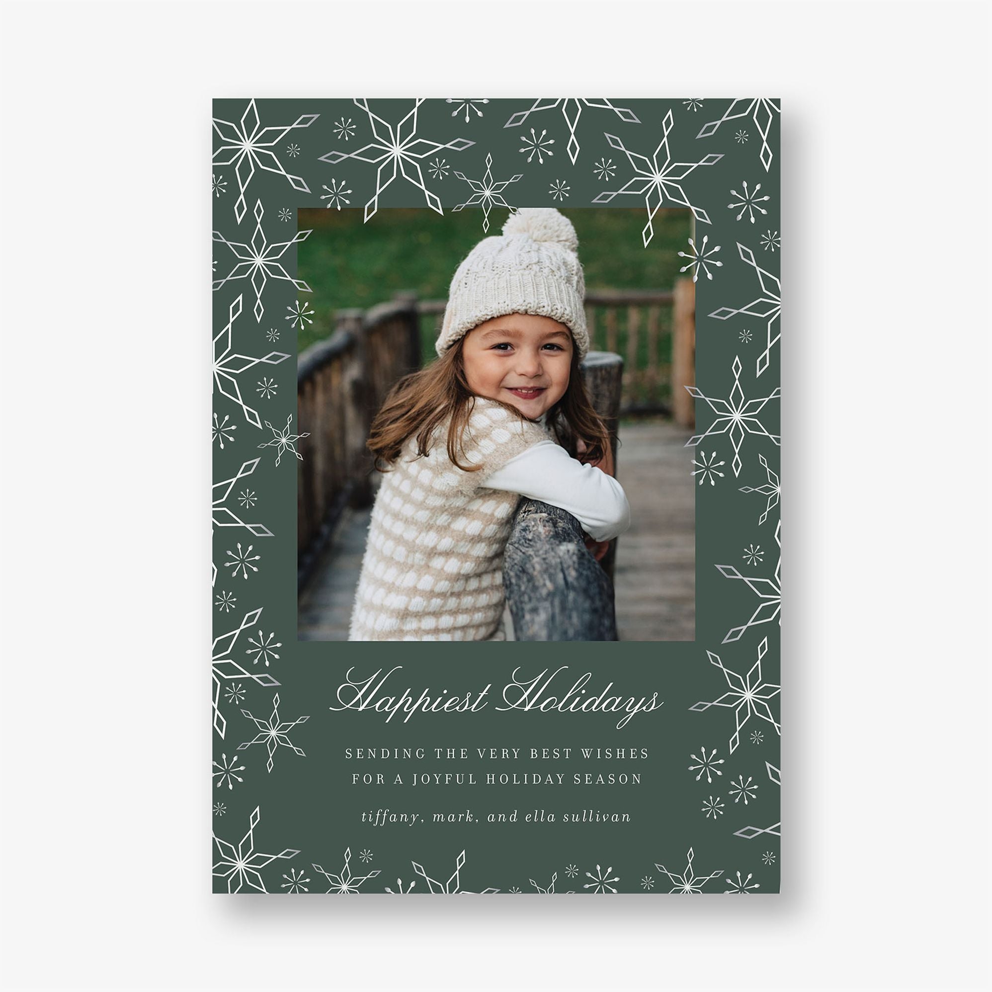 Scattered Snowflakes Foil Holiday Photo Card - Image 5