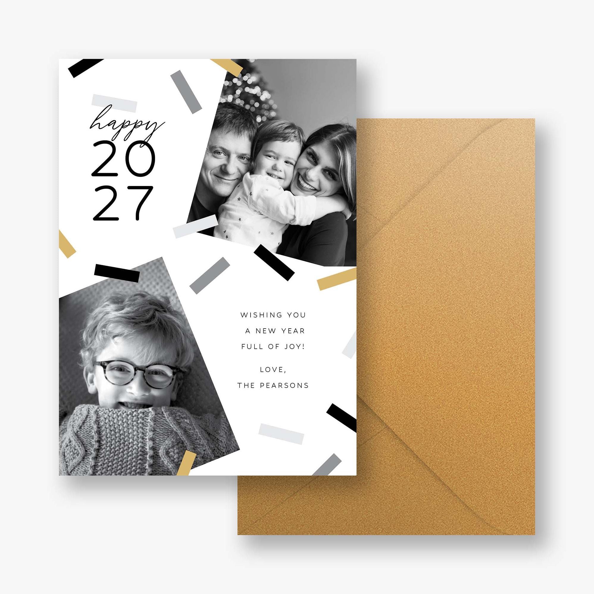 Cheerful Confetti New Years Photo Card - Image 5