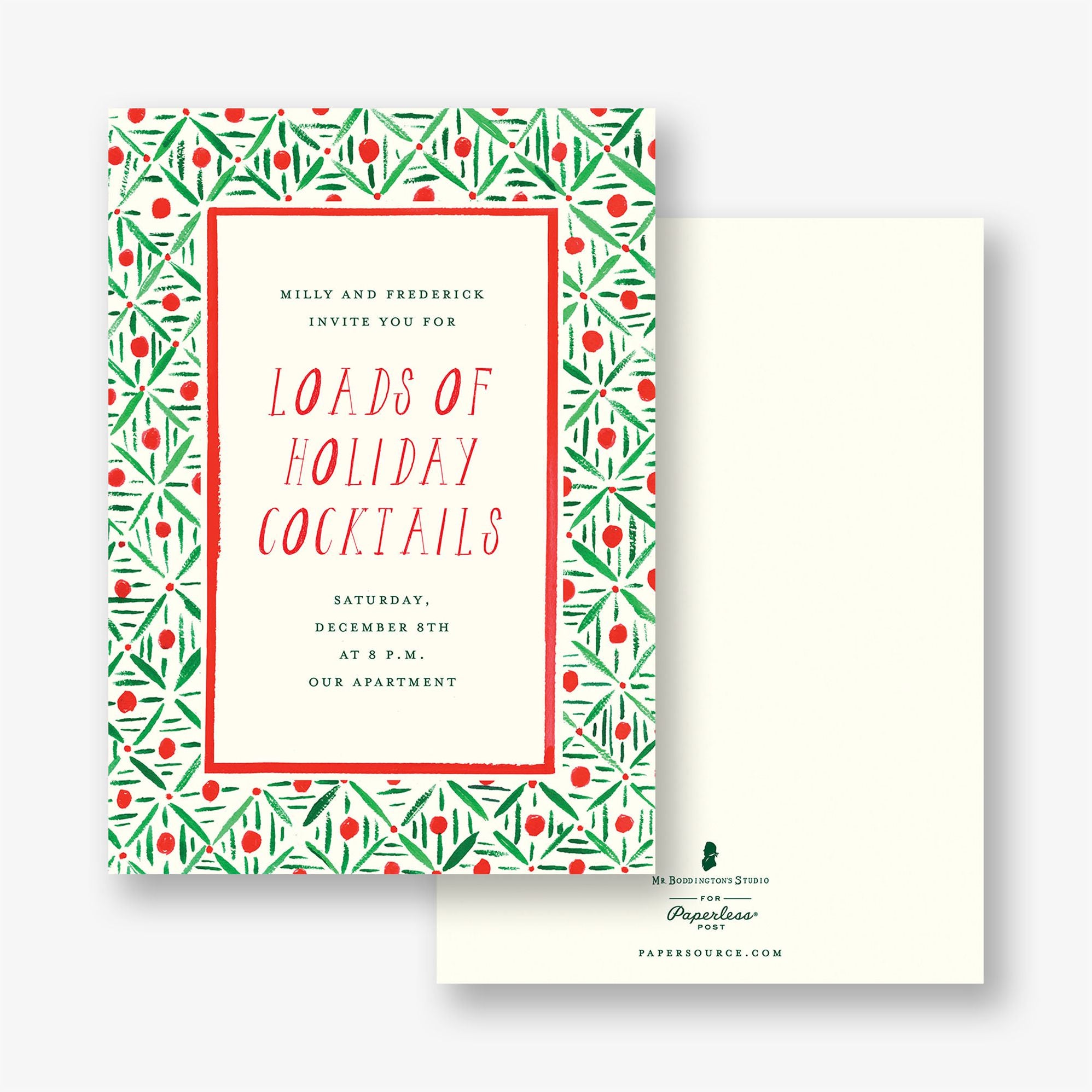 Red and Green Pattern Holiday Party Invitation - Image 2