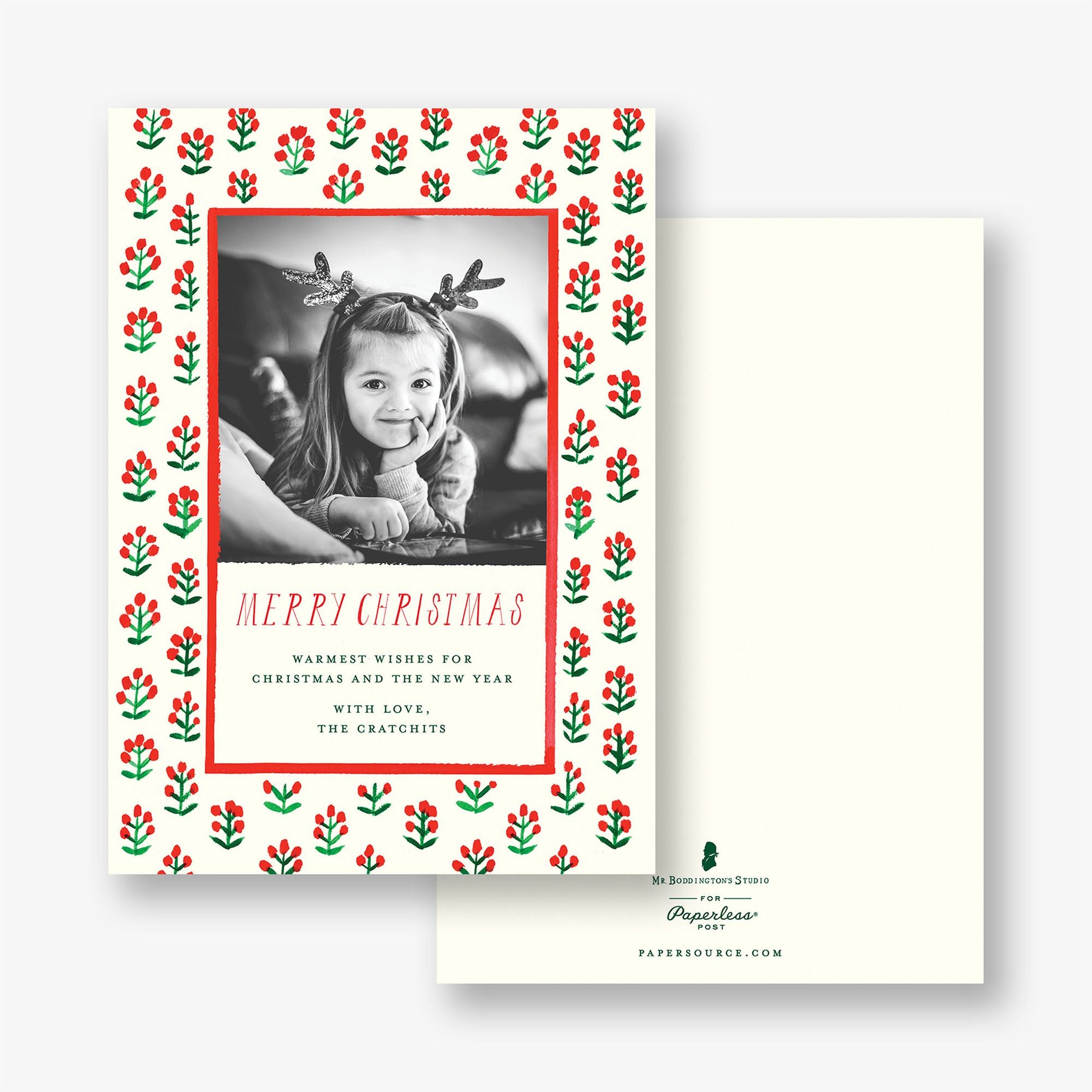 Sprig Pattern Holiday Photo Card - Image 2