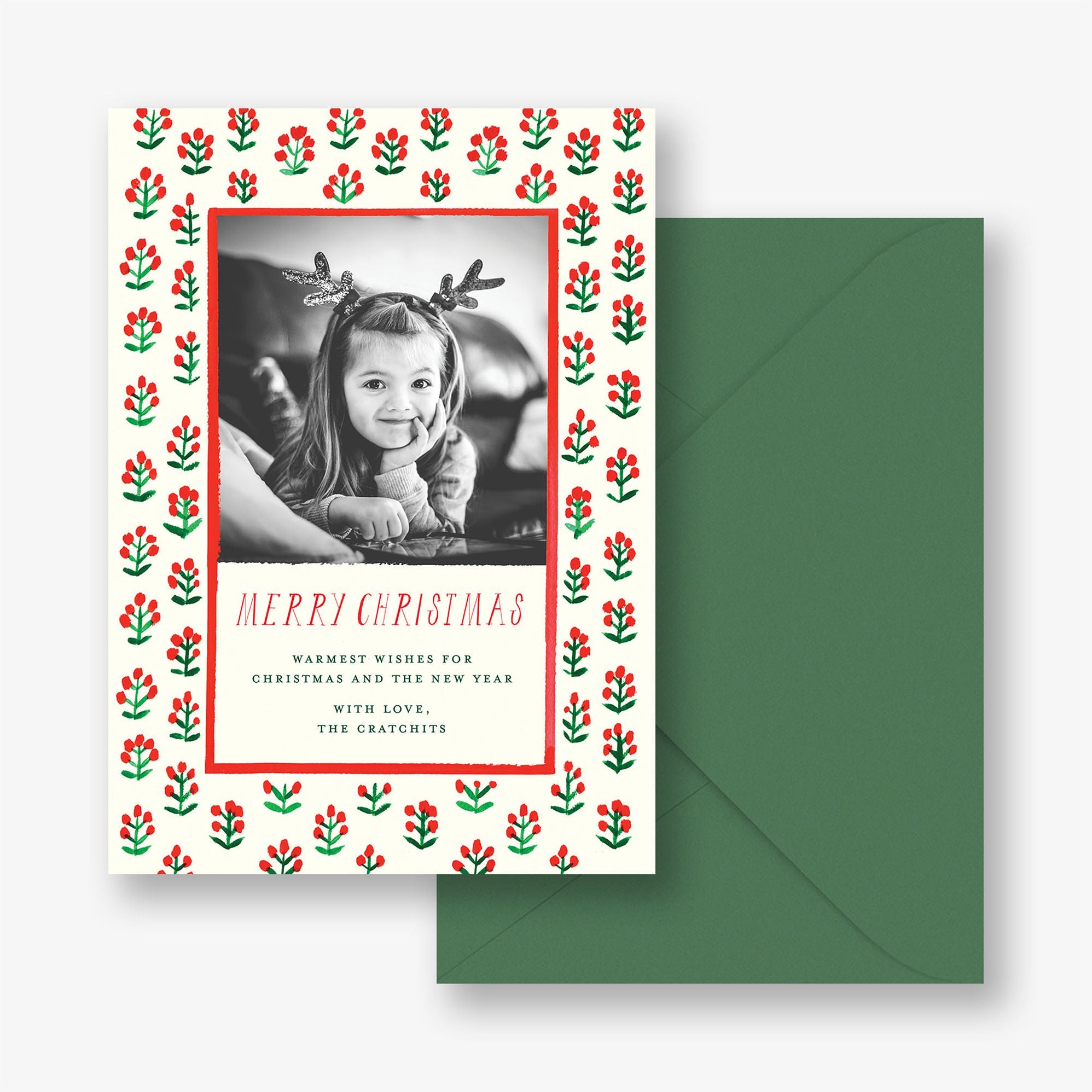 Sprig Pattern Holiday Photo Card - Image 3